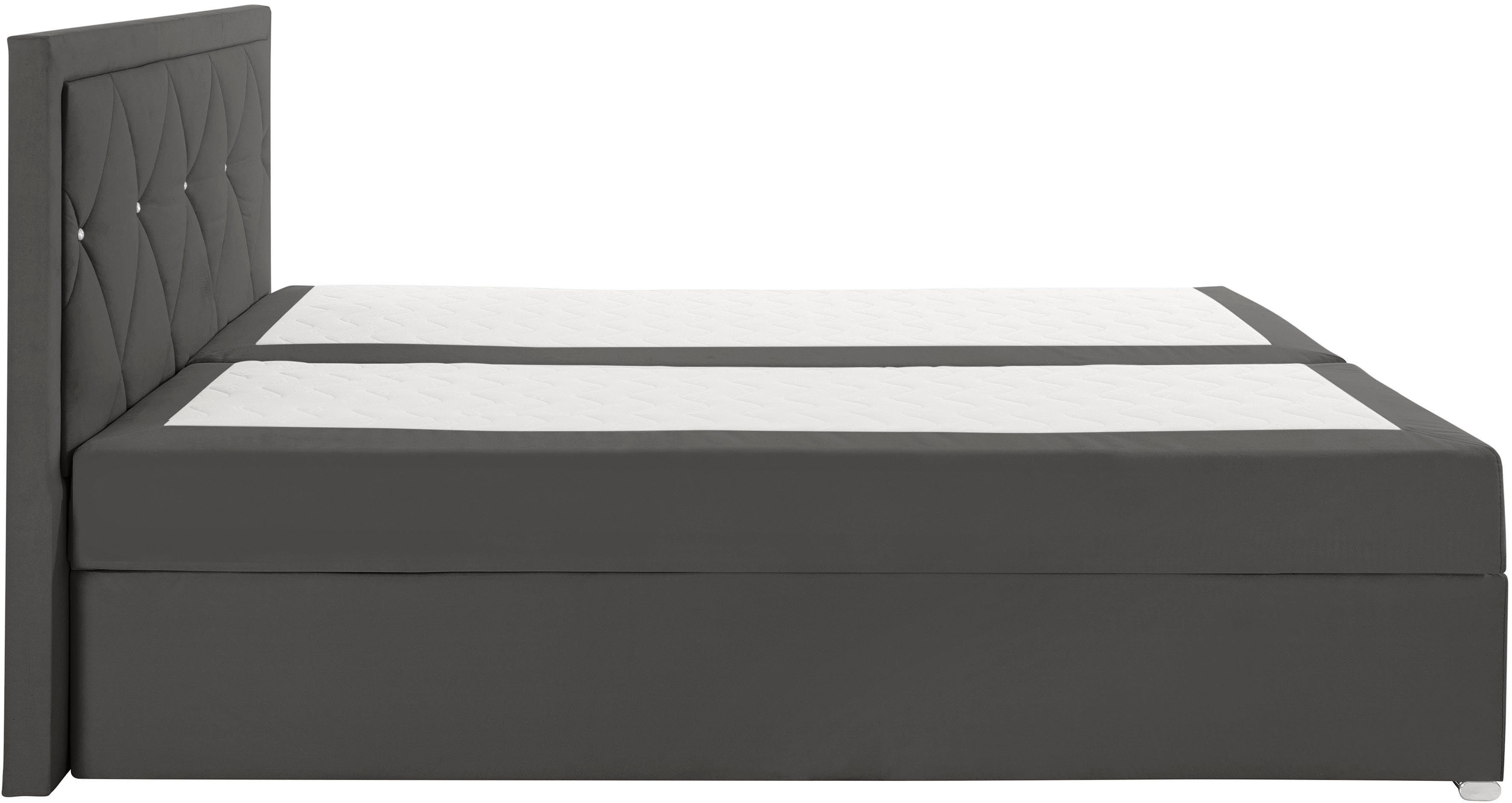 Leonique Boxspring Alfie, bestseller, optioneel met bedlade met strassteentjes in het hoofdbord, h2, h3 en h4 ter keuze