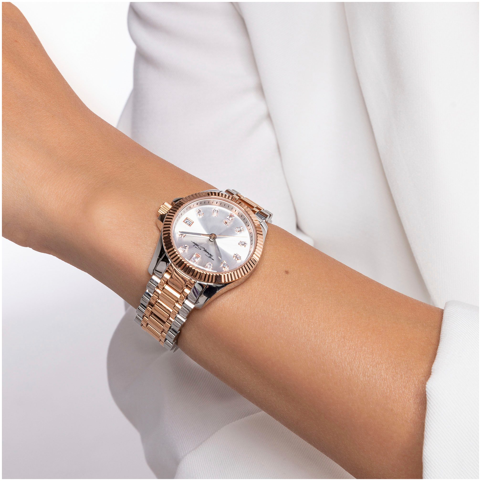 THOMAS SABO Kwartshorloge DIVINE Polshorloge, dameshorloge, datum, mineraalglas met saffiercoating