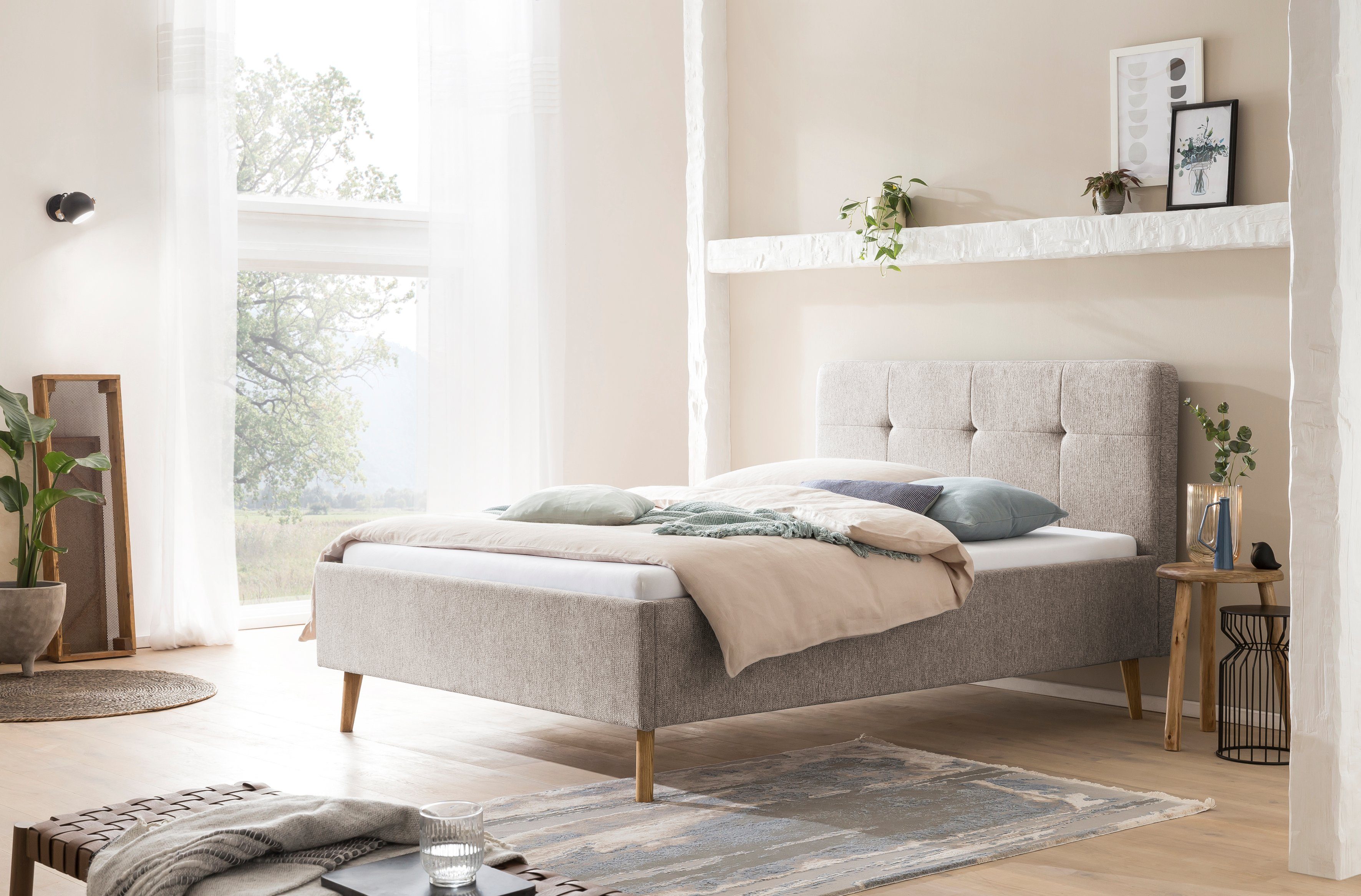 meise.möbel Gestoffeerd bed Smart Hoofdbord met knoopdetails, verkrijgbaar in twee maten