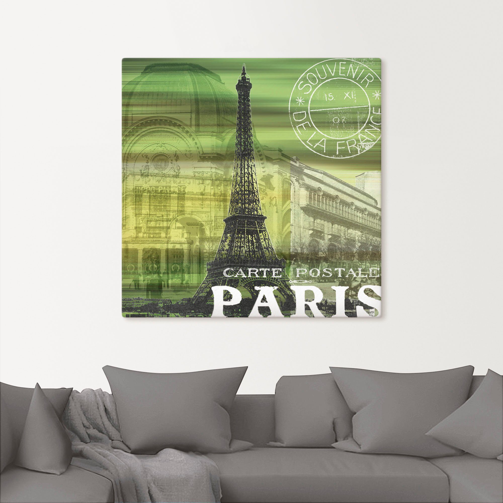 Artland Artprint op linnen Paris Collage - groen gespannen op een spieraam