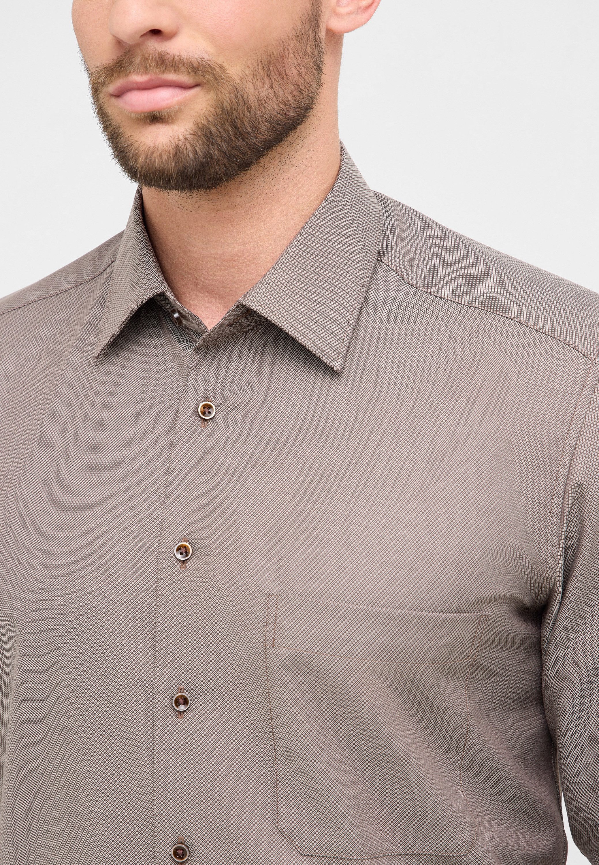 Eterna Overhemd met lange mouwen Comfort fit NON IRON (strijkvrij)