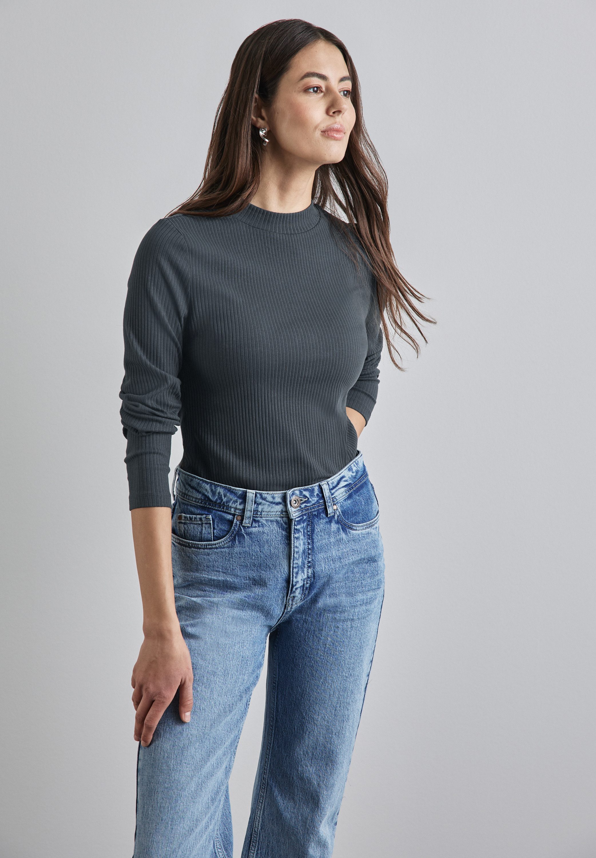 STREET ONE Shirt met lange mouwen met ribstructuur super comfortabel