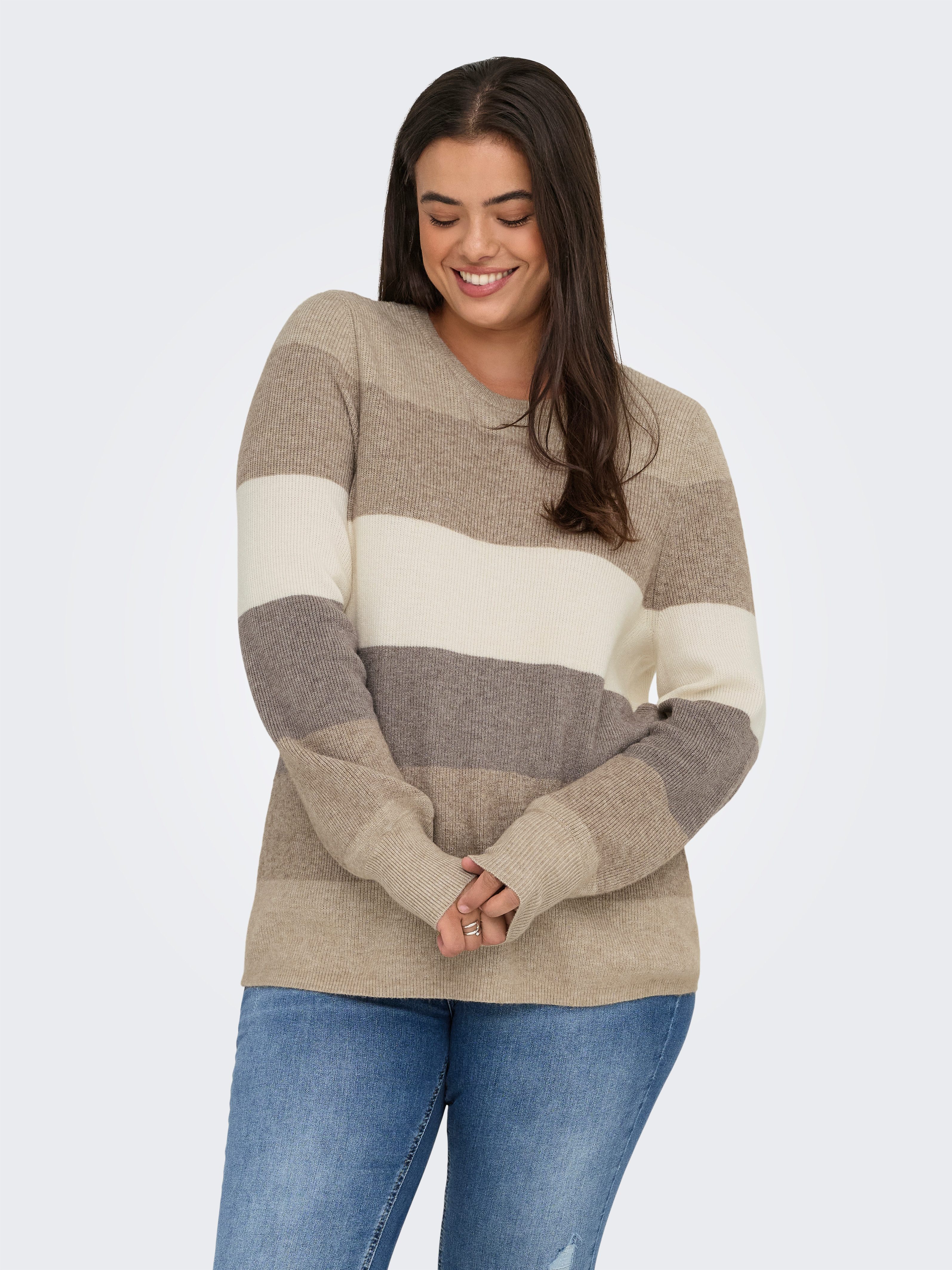 ONLY CARMAKOMA Gebreide trui CARNEW DARIA L/S STRIPE PULLOVER KNT