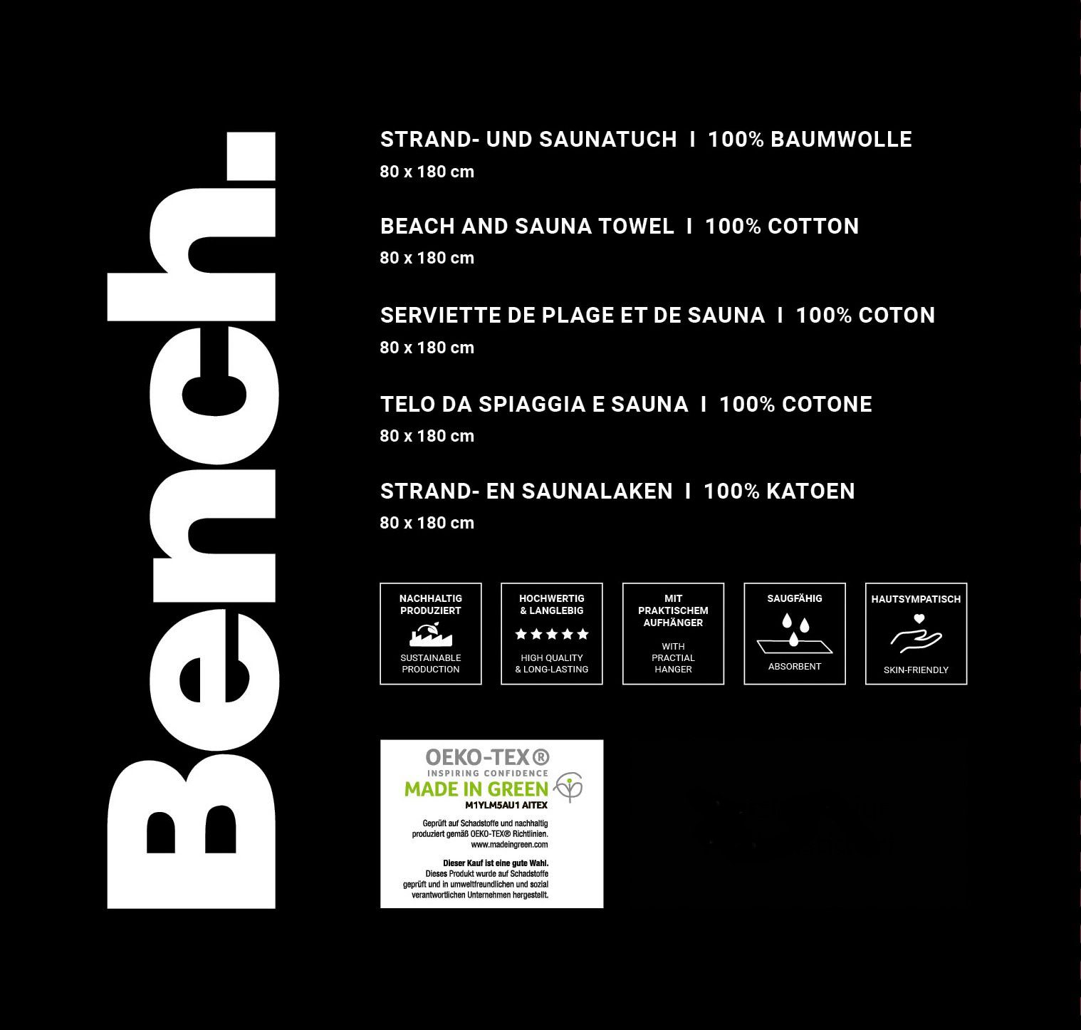 Bench. Strandlaken Bench met decoratief "bench" opschrift (1 stuk)