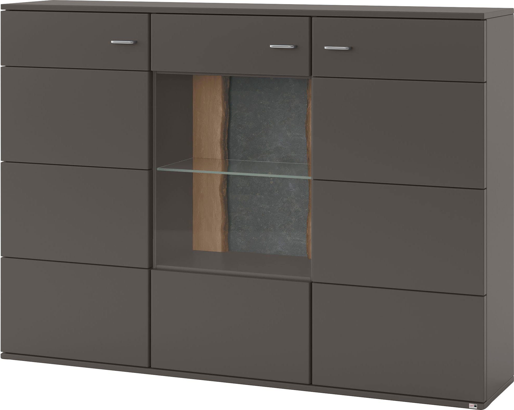 set one by Musterring Highboard Tacoma Type 52, breedte 180 cm, met getinte glasdeur