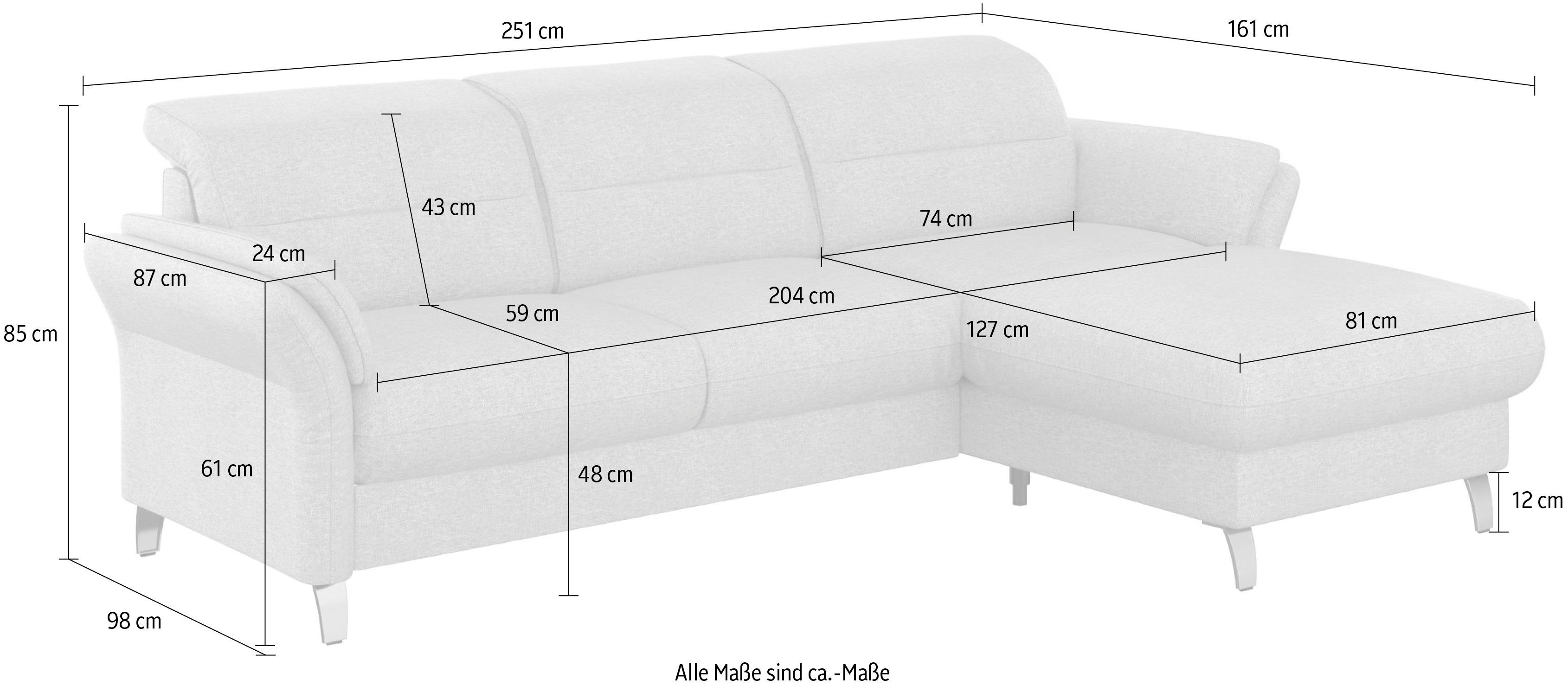 sit&more Hoekbank Grenoble L-vorm met bonnellvering optioneel met bedfunctie, bedlade, arm- en hoofdsteunverstelling