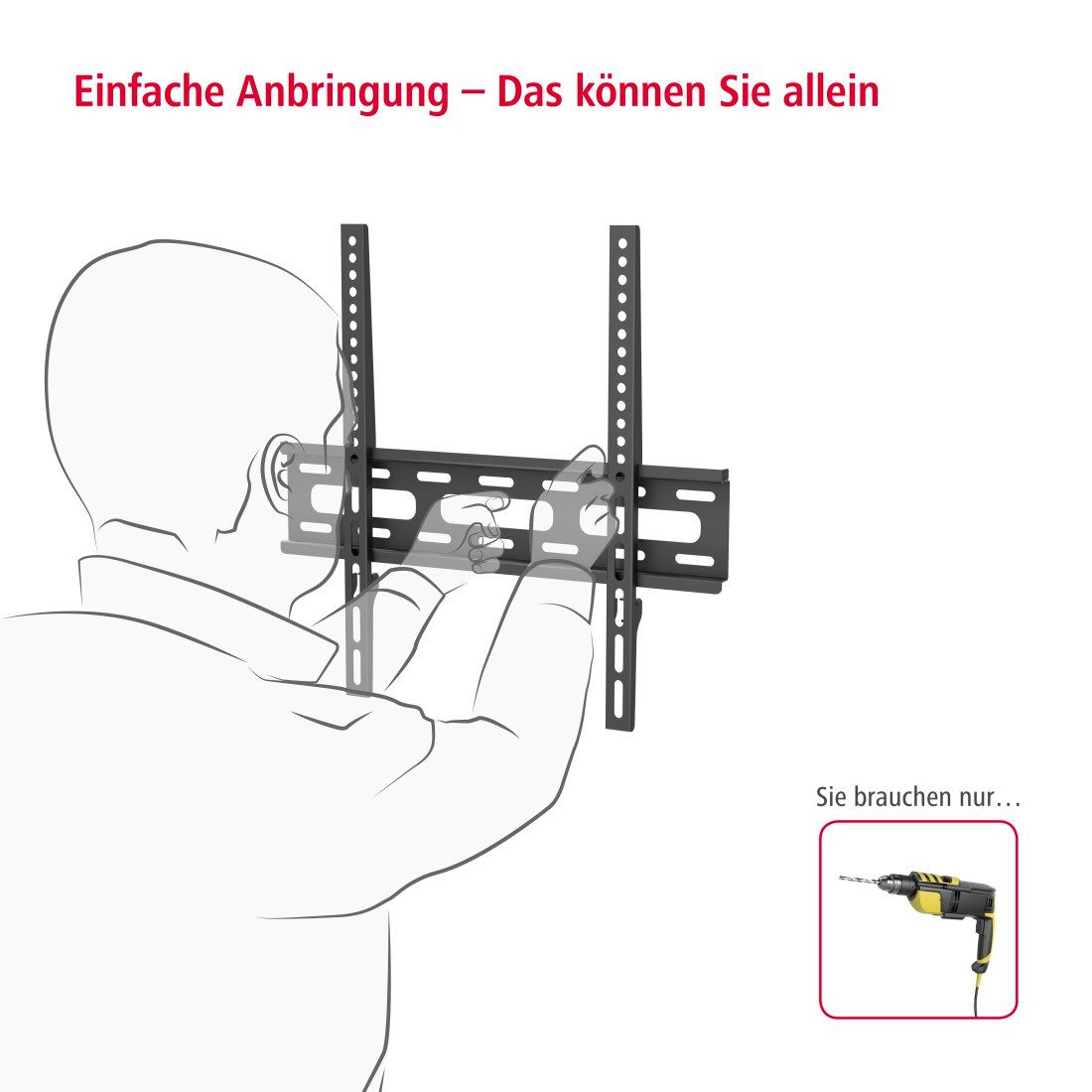 Hama Tv-wandhouder Wandbeugel (vast, 32" - 75", VESA 400x400)