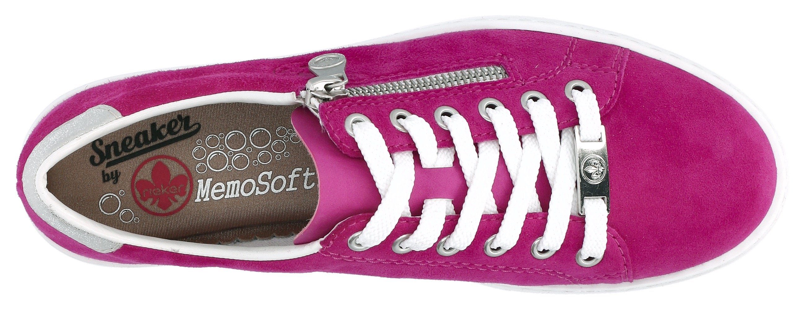 Rieker Plateausneakers met zachte memosoft-binnenzool, vrijetijdsschoen, lage schoen, veterschoen