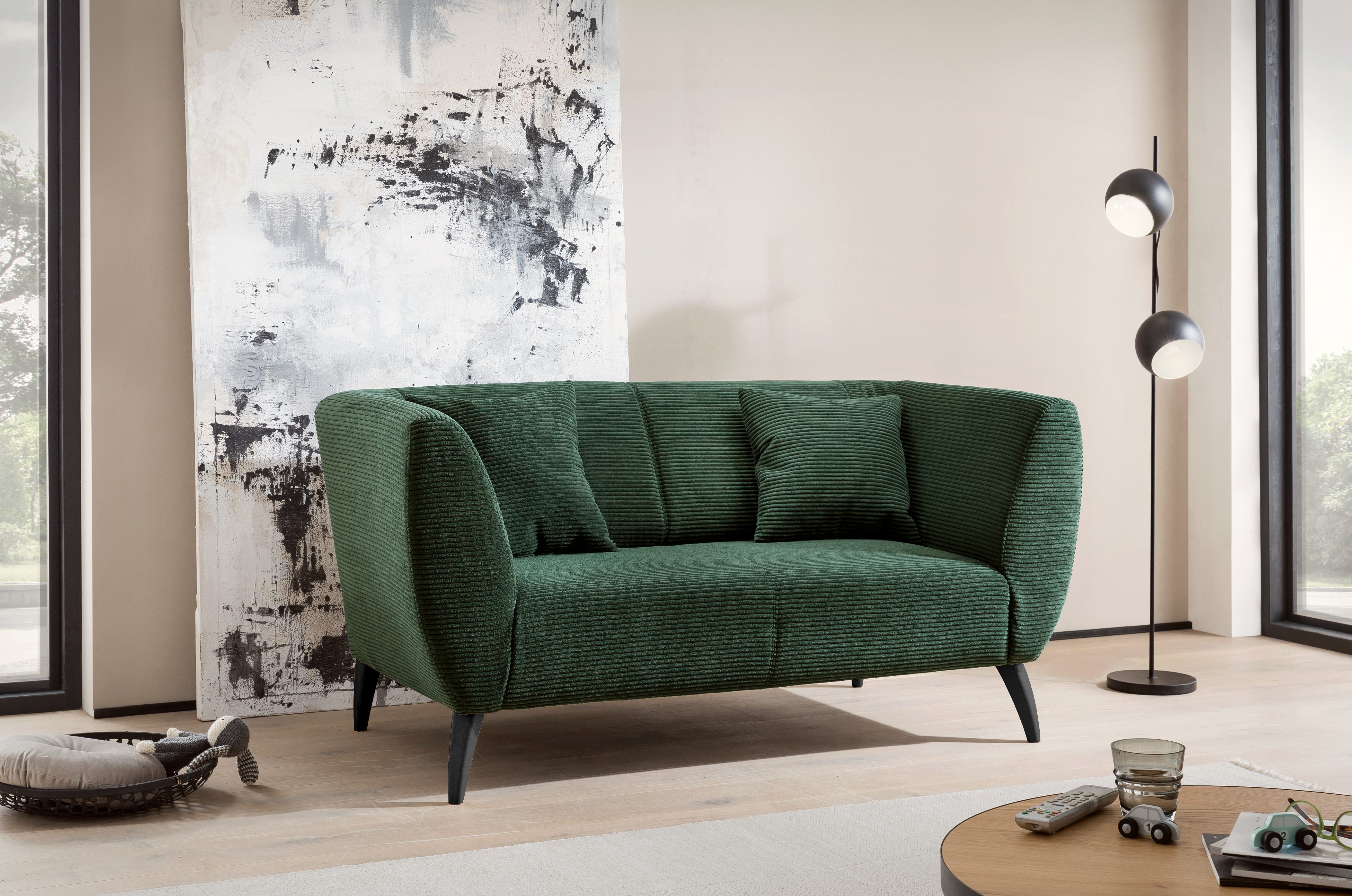 INOSIGN 2-zitsbank twee verschillende pootkleuren naar keuze