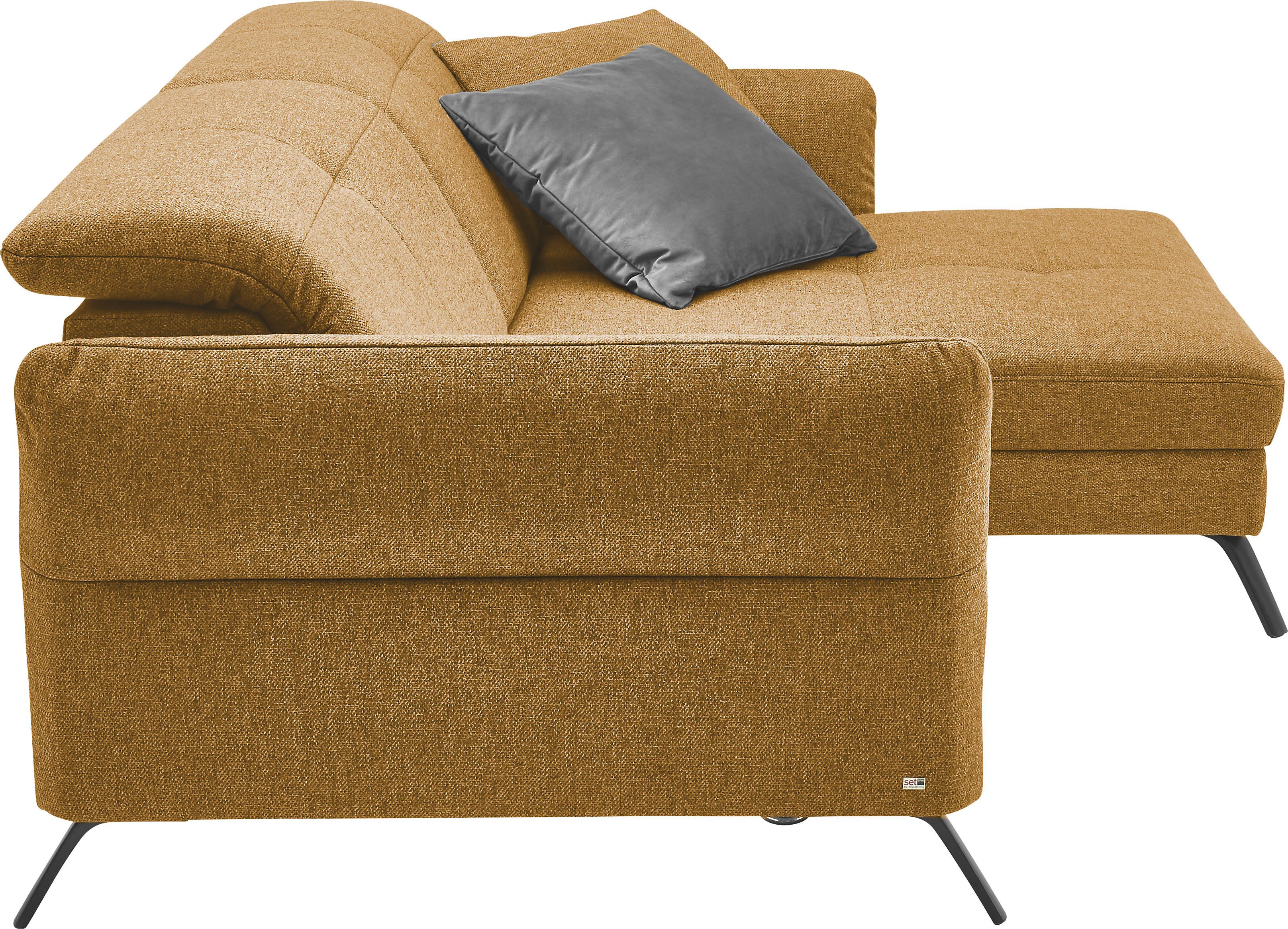 set one by Musterring Hoekbank SO 4400 V optioneel met motorische bedfunctie & hoofdverstelling, voet zwart