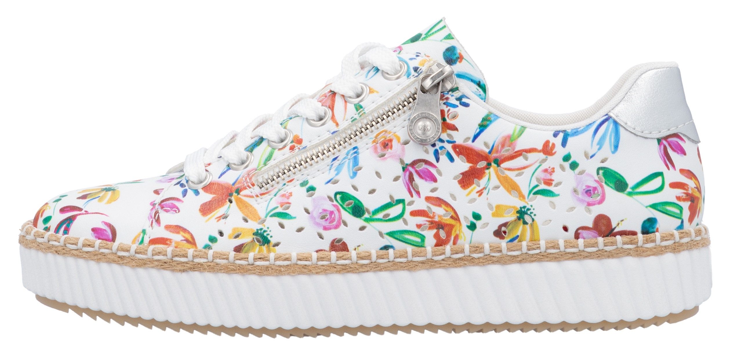 Rieker Plateausneakers , veterschoen, halfschoen, sneaker met zijrits