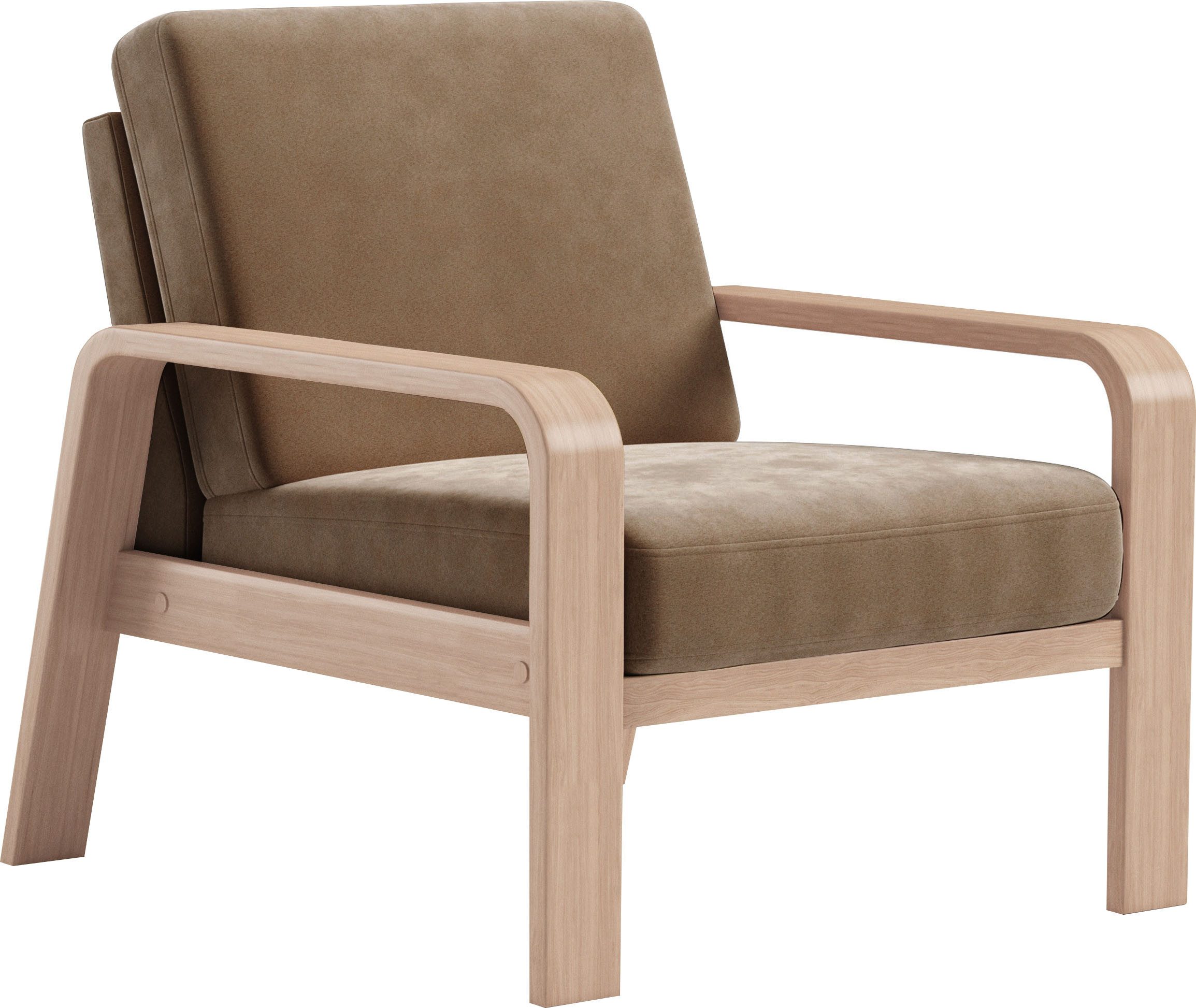 sit&more Fauteuil Kolding Armleuningen van natuurlijk beukenhout, verschillende bekledingen en kleuren
