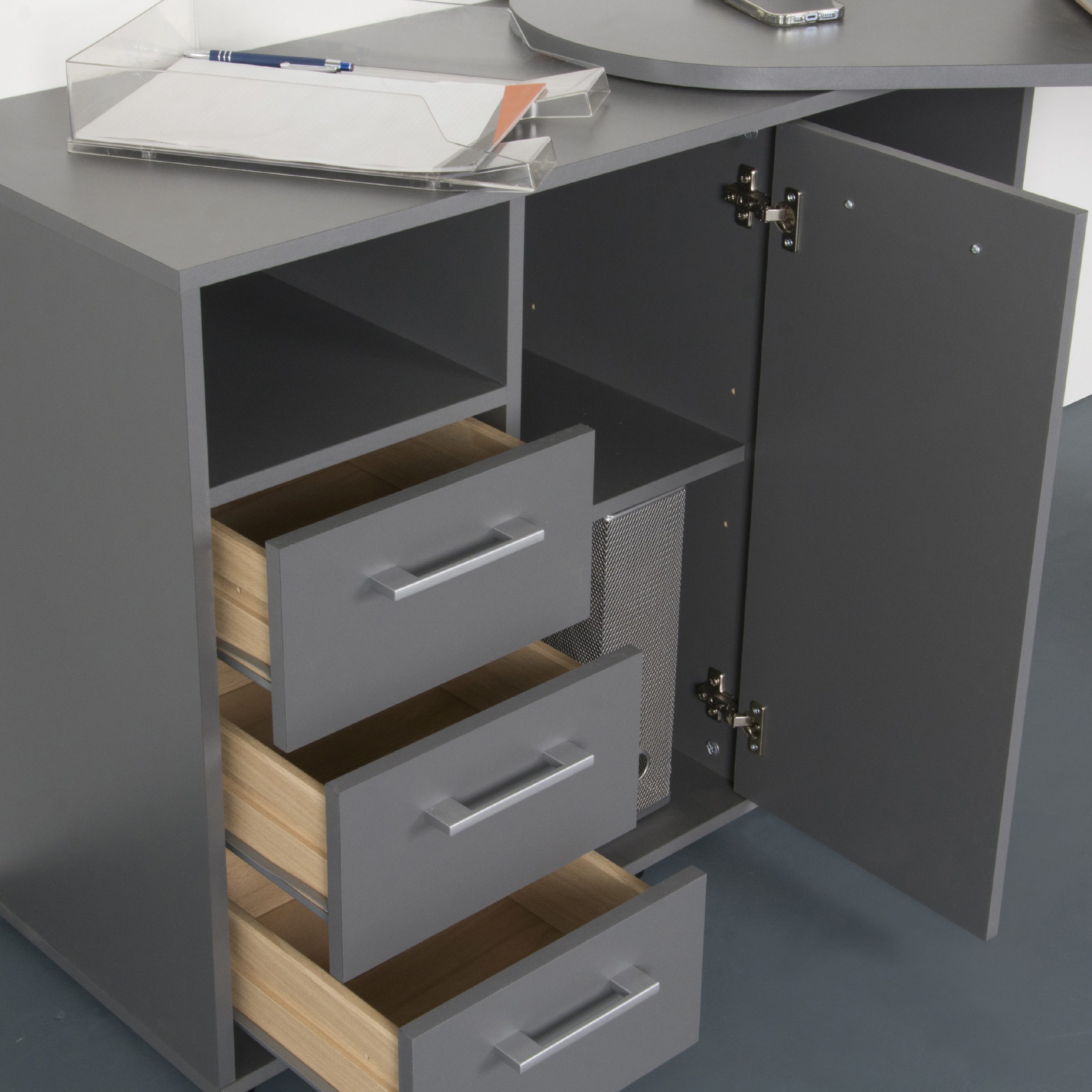 VOGL Möbelfabrik Bureau 1246 mit schwenkbarer Tischplatte draaibaar tafelblad, ruimtebesparend, made in germany