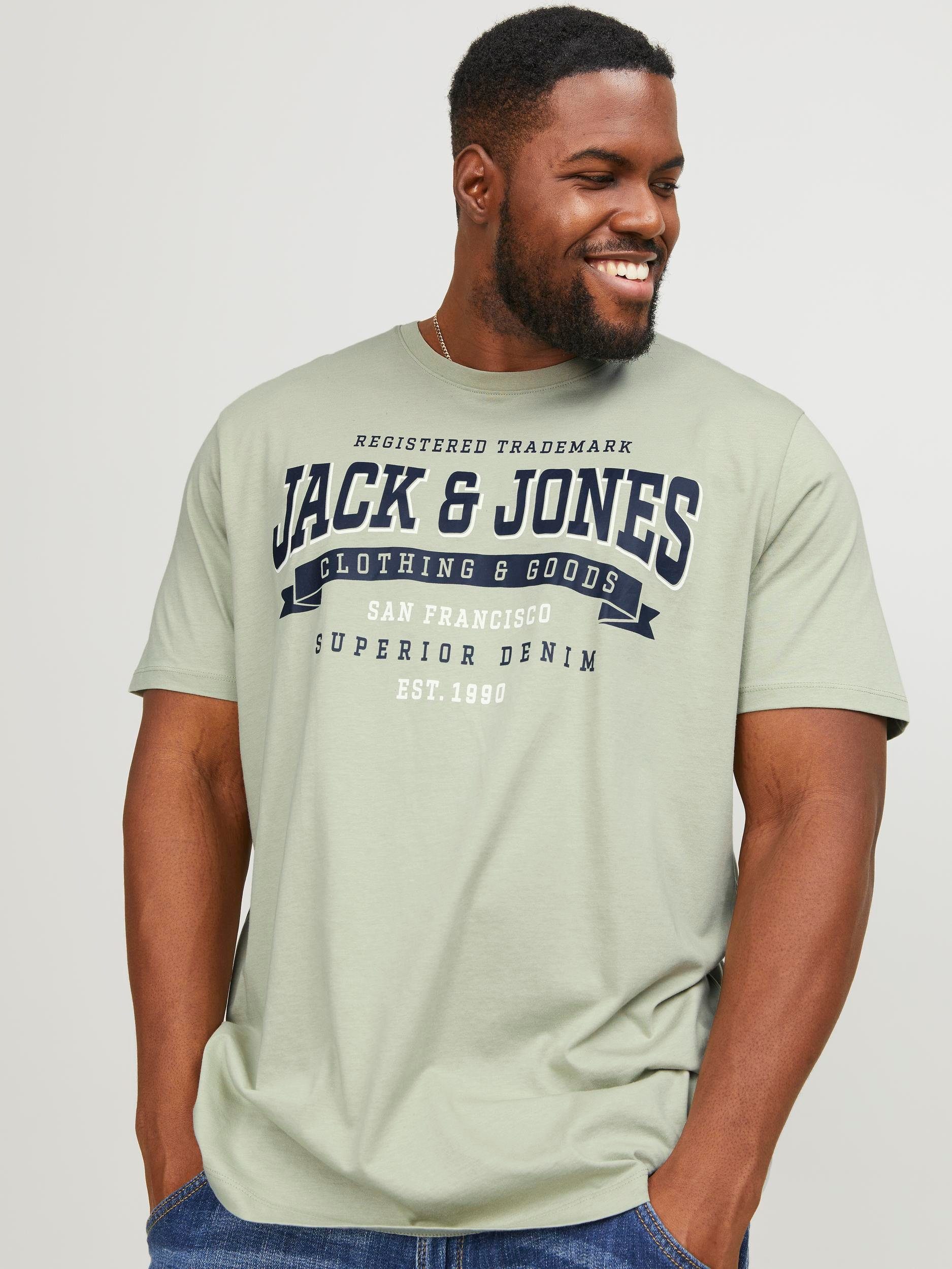 Jack & Jones PlusSize Shirt met ronde hals JJELOGO TEE SS O-NECK 2 COL 23 24 PLS