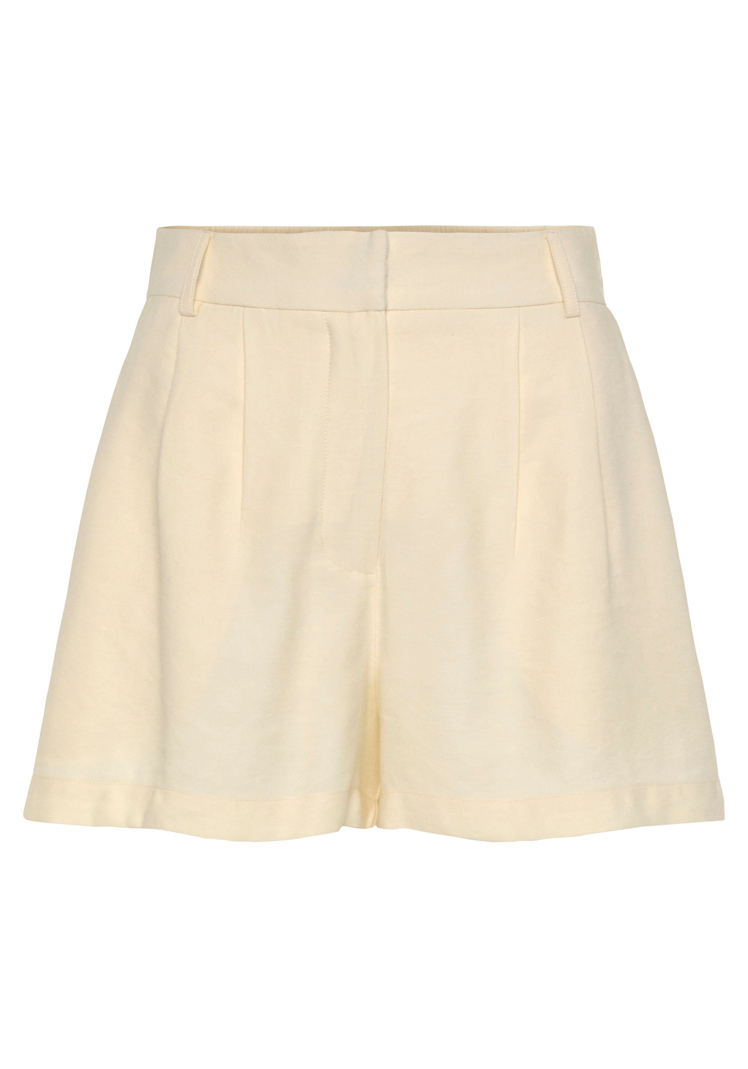 Lascana Geweven short met plooien, korte stofbroek met zakken, elegant