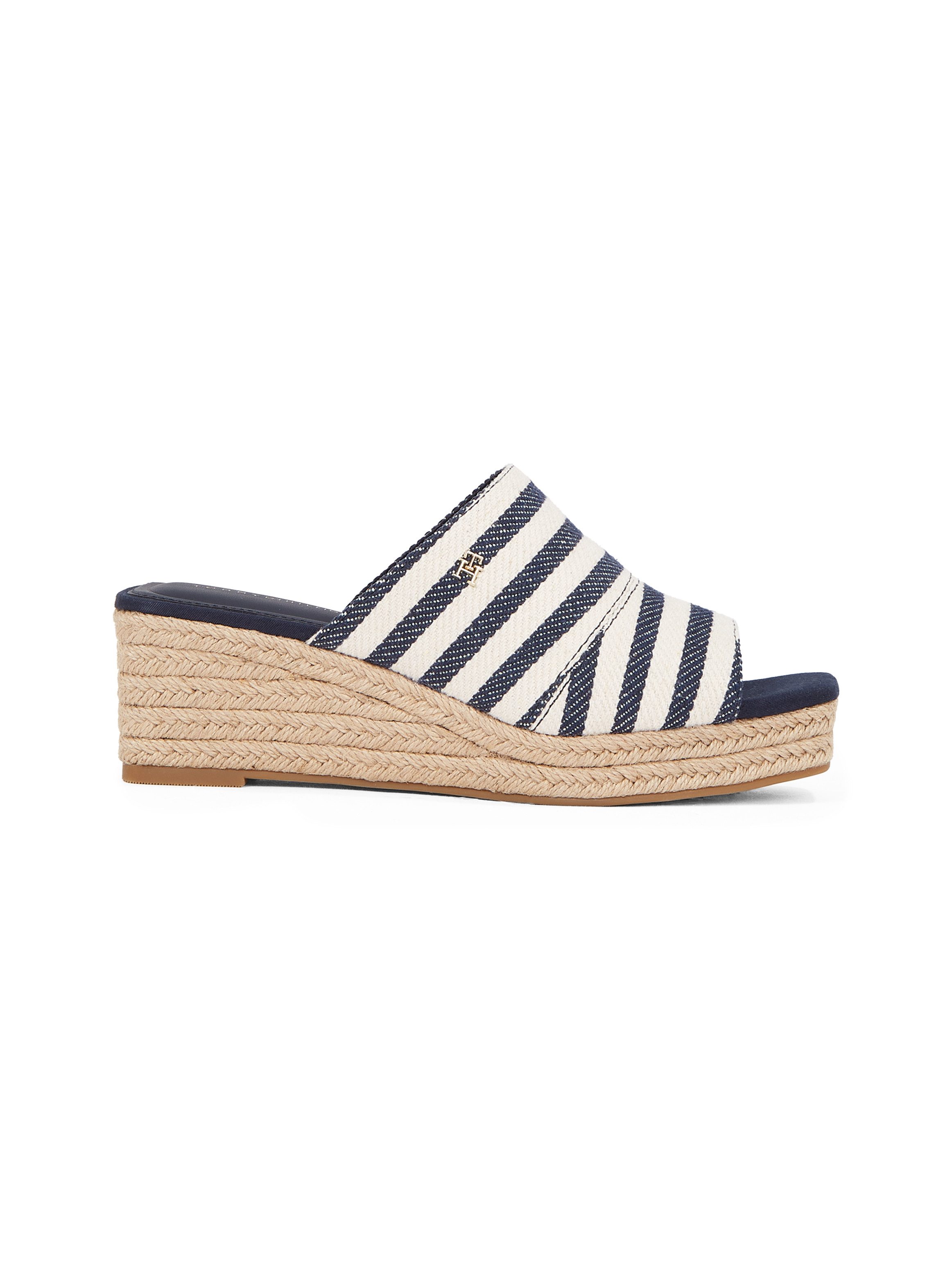 Tommy Hilfiger Slippers NAUTICAL STRIPES ESPADRILLE MULE , sleehak, zomerschoen in modieuze streep-look