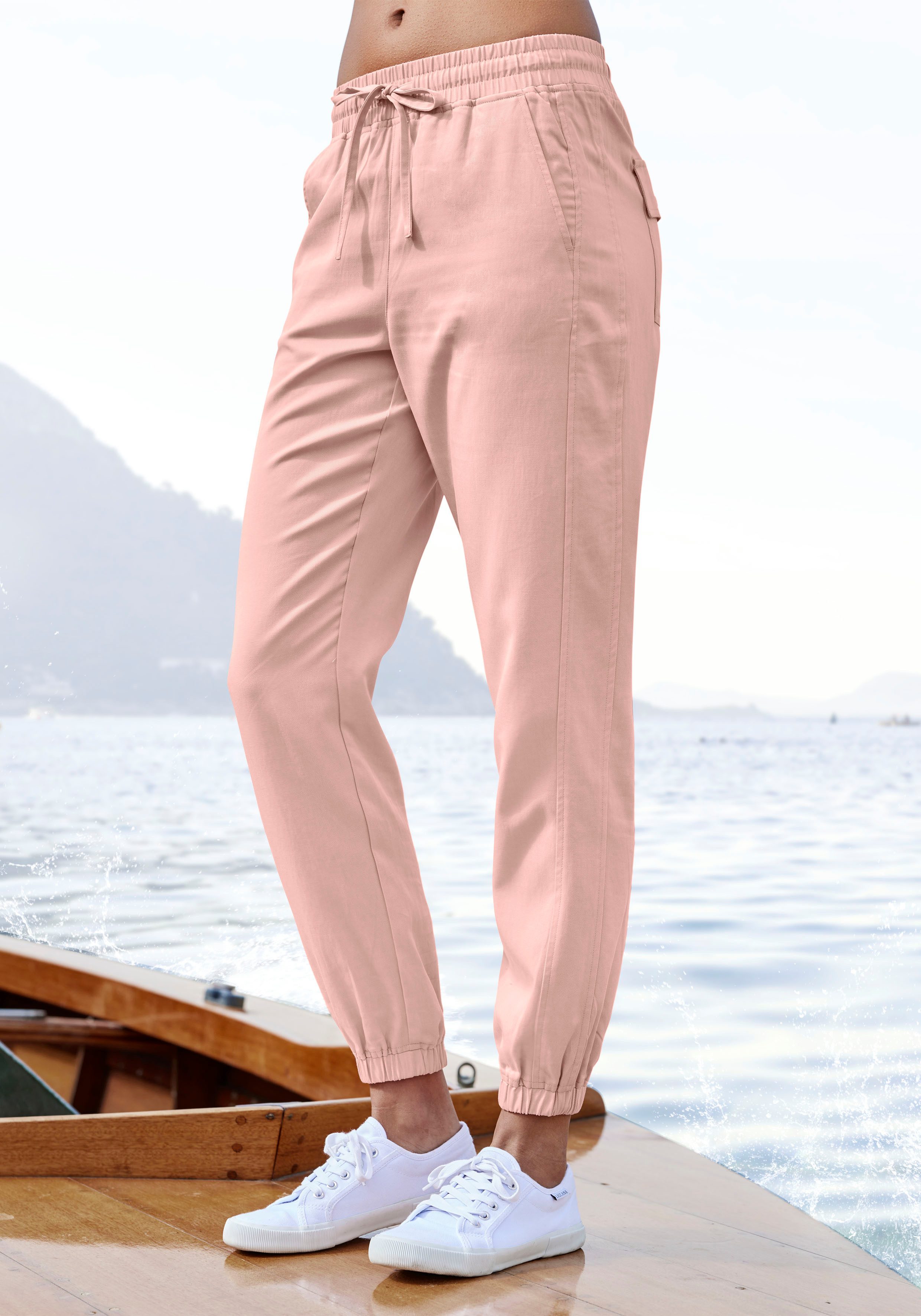 Lascana Comfortbroek van geweven stof, elastische stofbroek met zakken
