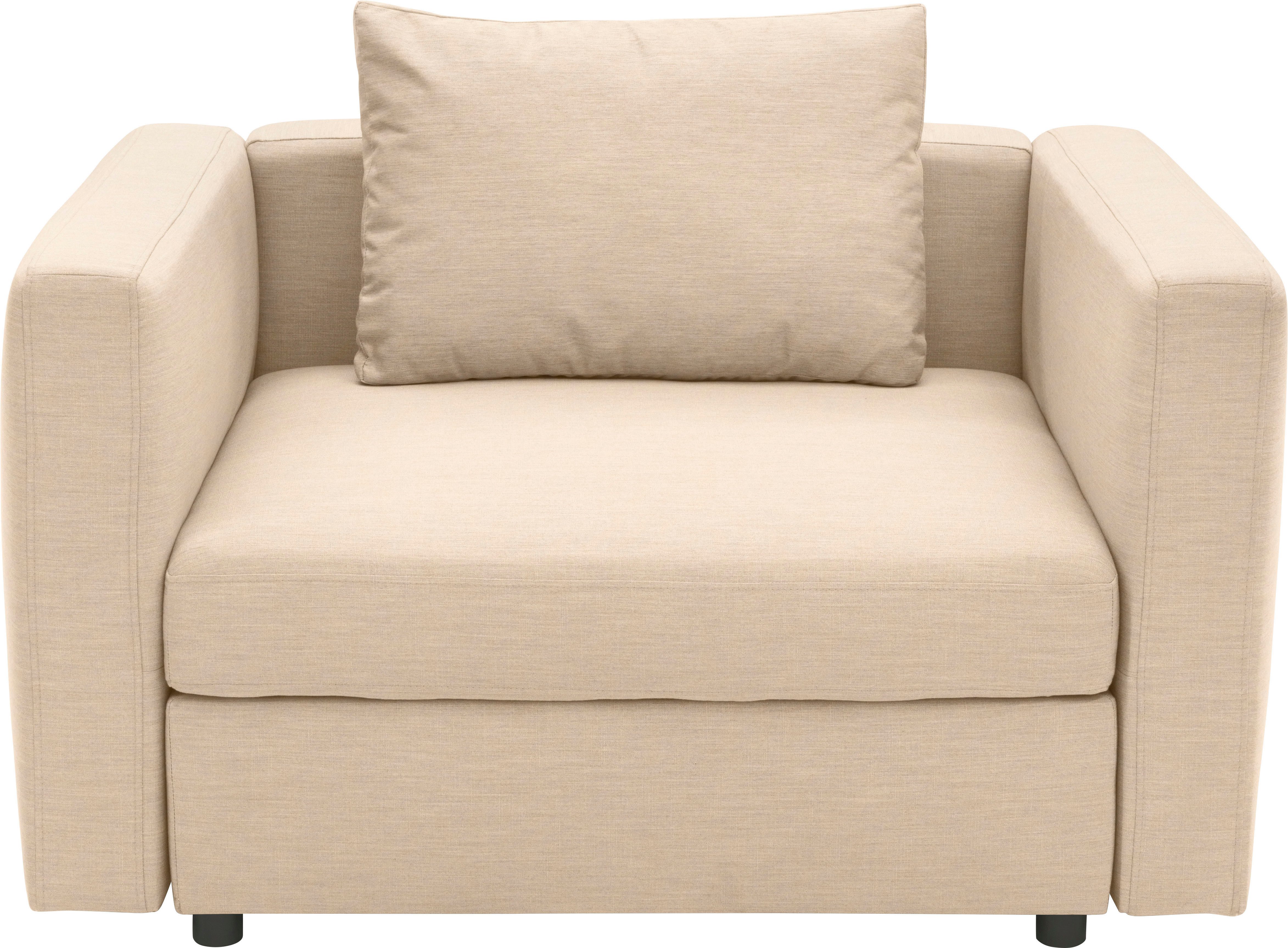 DOMO collection Fauteuil Solskin, individueel uitbreidbaar, voor tuin, terras, balkon Mooi gevormd met losse zit- en rugkussen, speciaal voor buiten