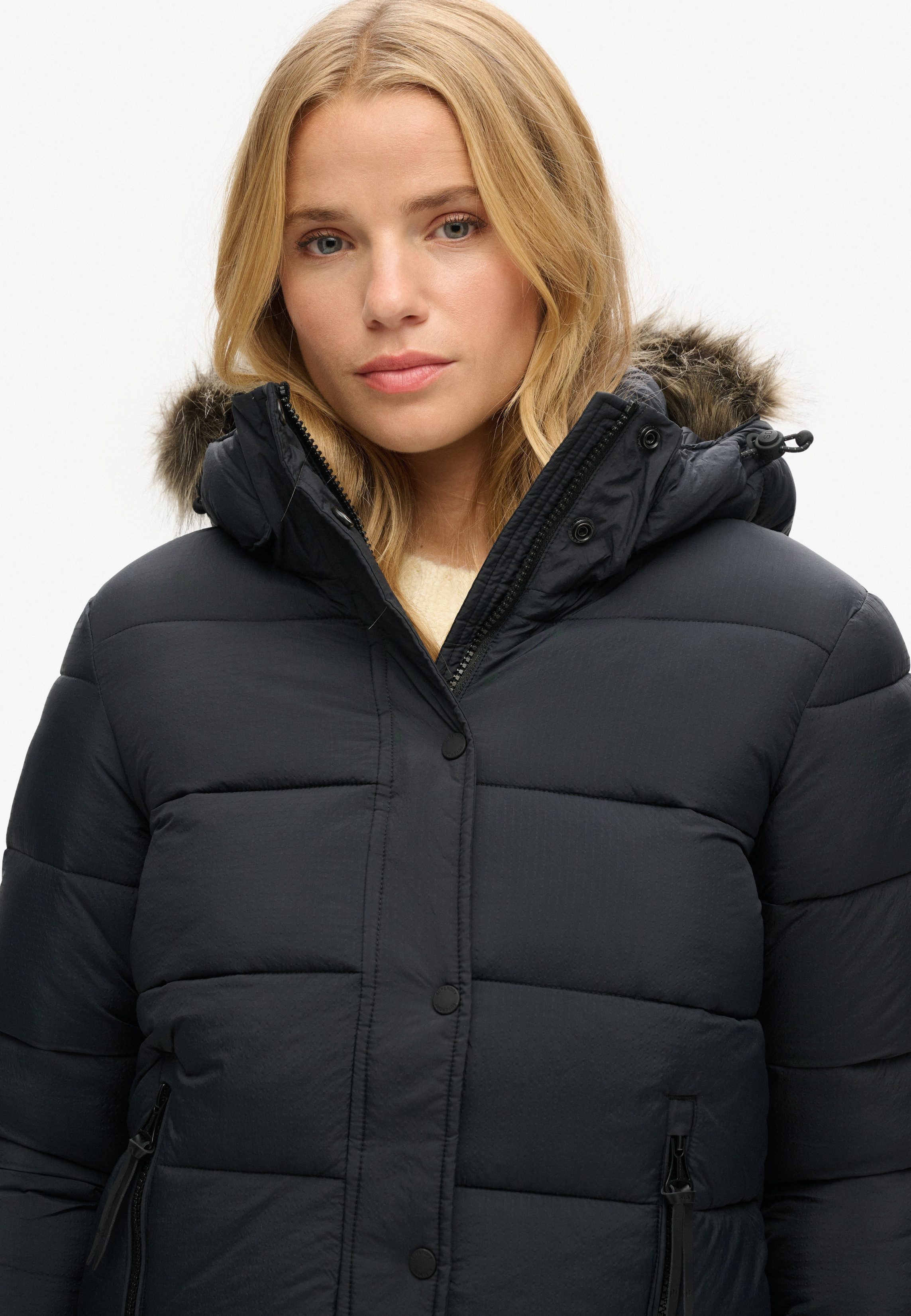 Superdry Gewatteerde jas FAUX FUR SHORT HOOD PUFFER
