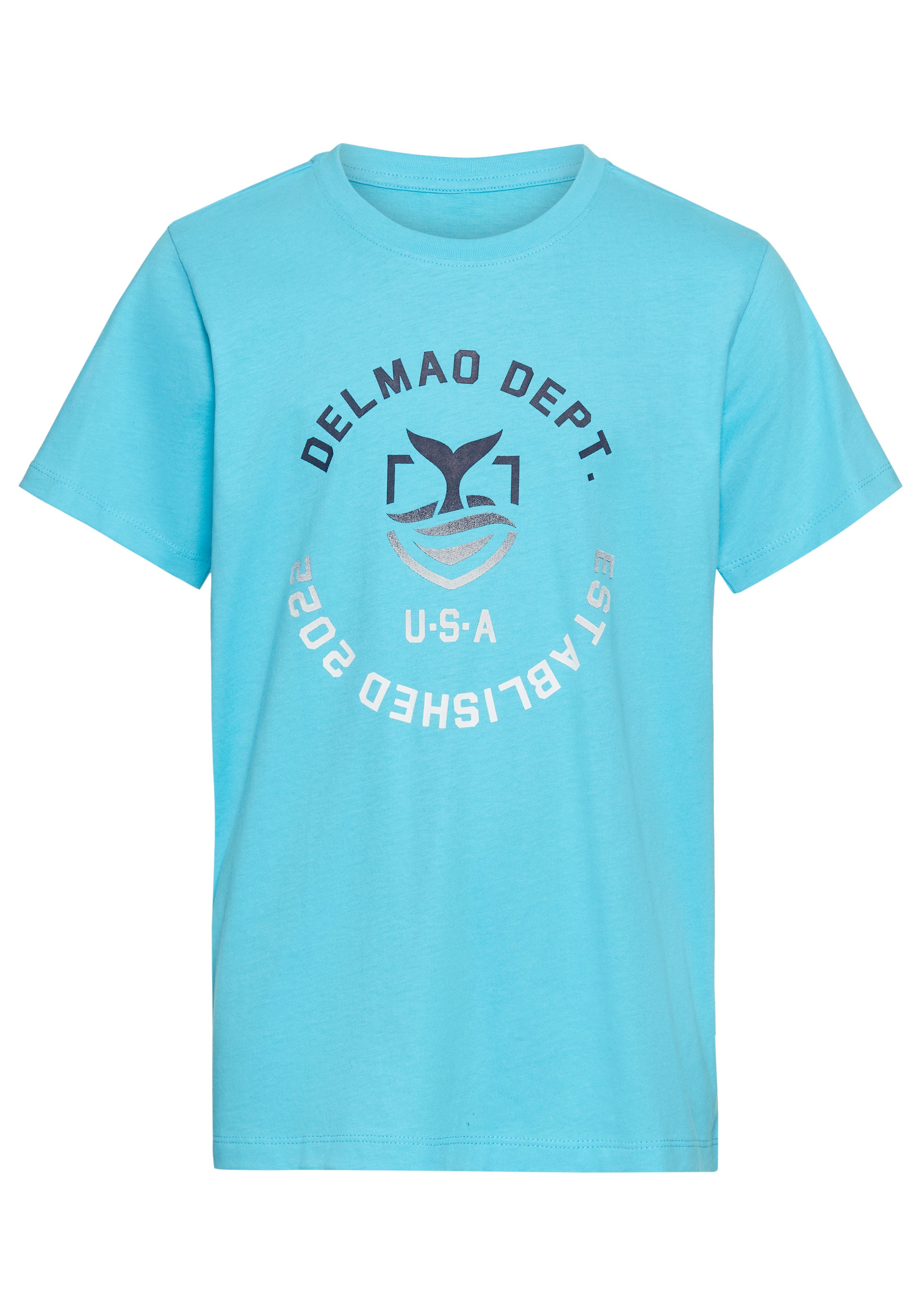 DELMAO T-shirt Met logoprint voor jongens Korte mouwen, basic pasvorm, met logo print, ronde hals