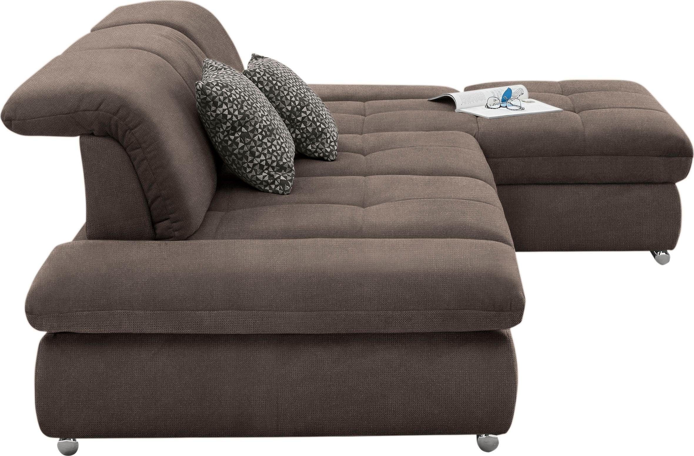 set one by Musterring Hoekbank SO4100 V met verstelbare hoofdeinden, optioneel met functies, cord bekleding