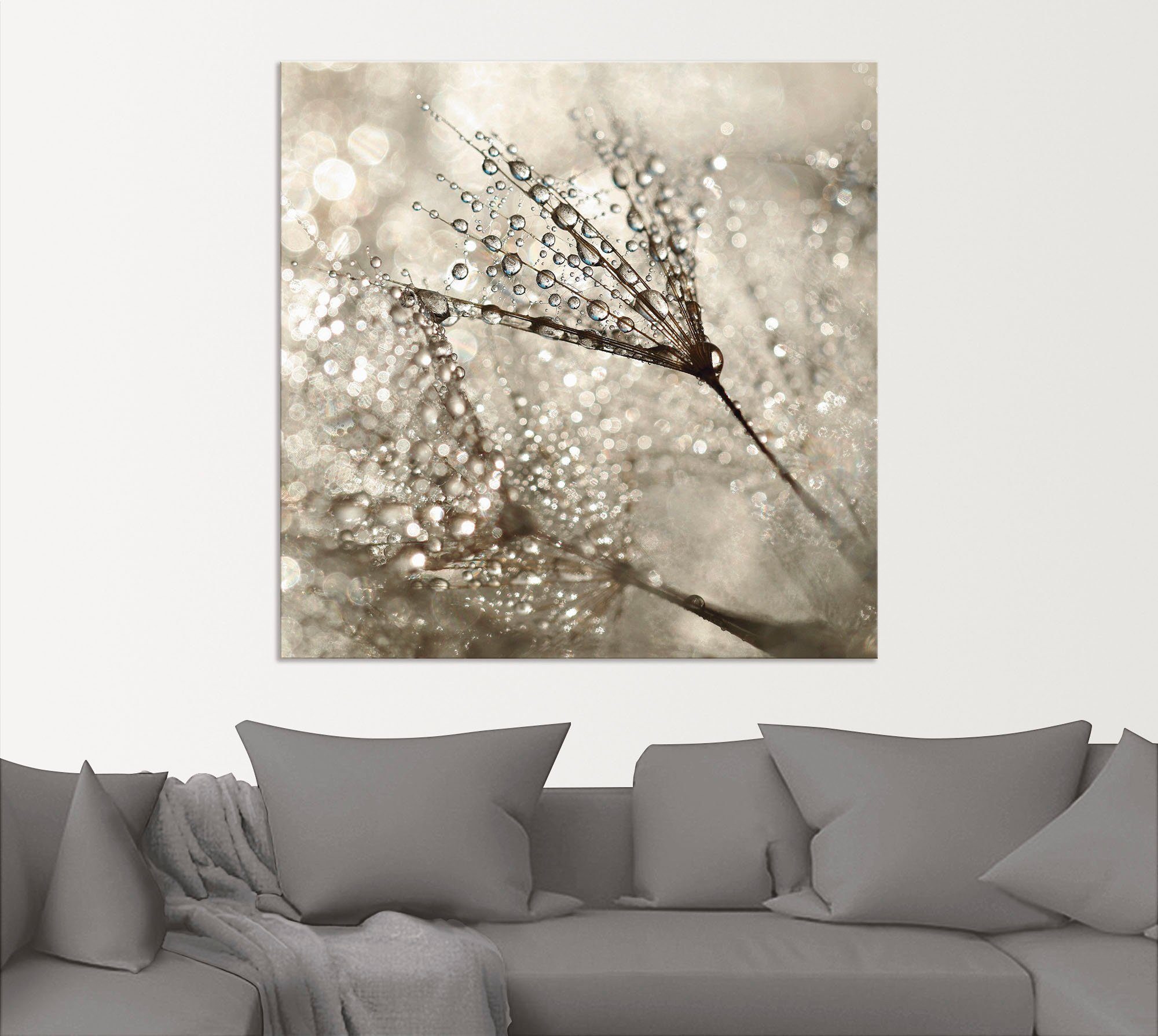 Artland Artprint Pluizenbol dauwdruppel als artprint van aluminium, artprint voor buiten, artprint op linnen, poster, muursticker