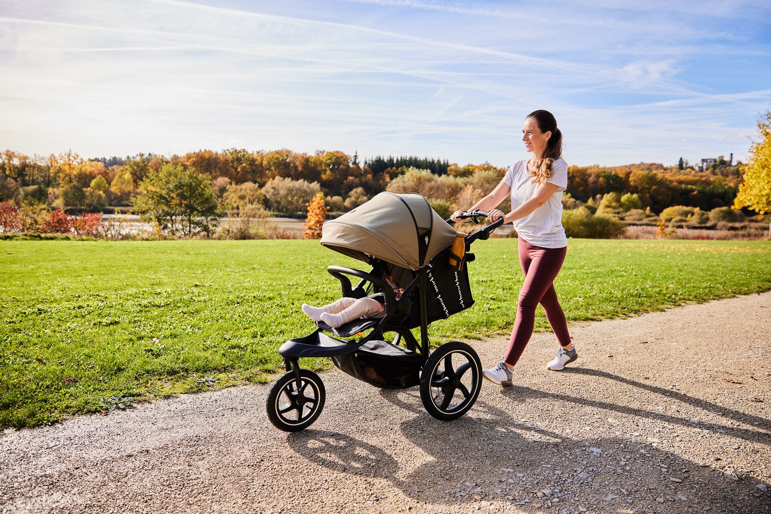 Hauck Kinderwagen met drie wielen Runner 3, Jungle Green met xxl-luchtwielen en handrem, tot 22 kg belastbaar