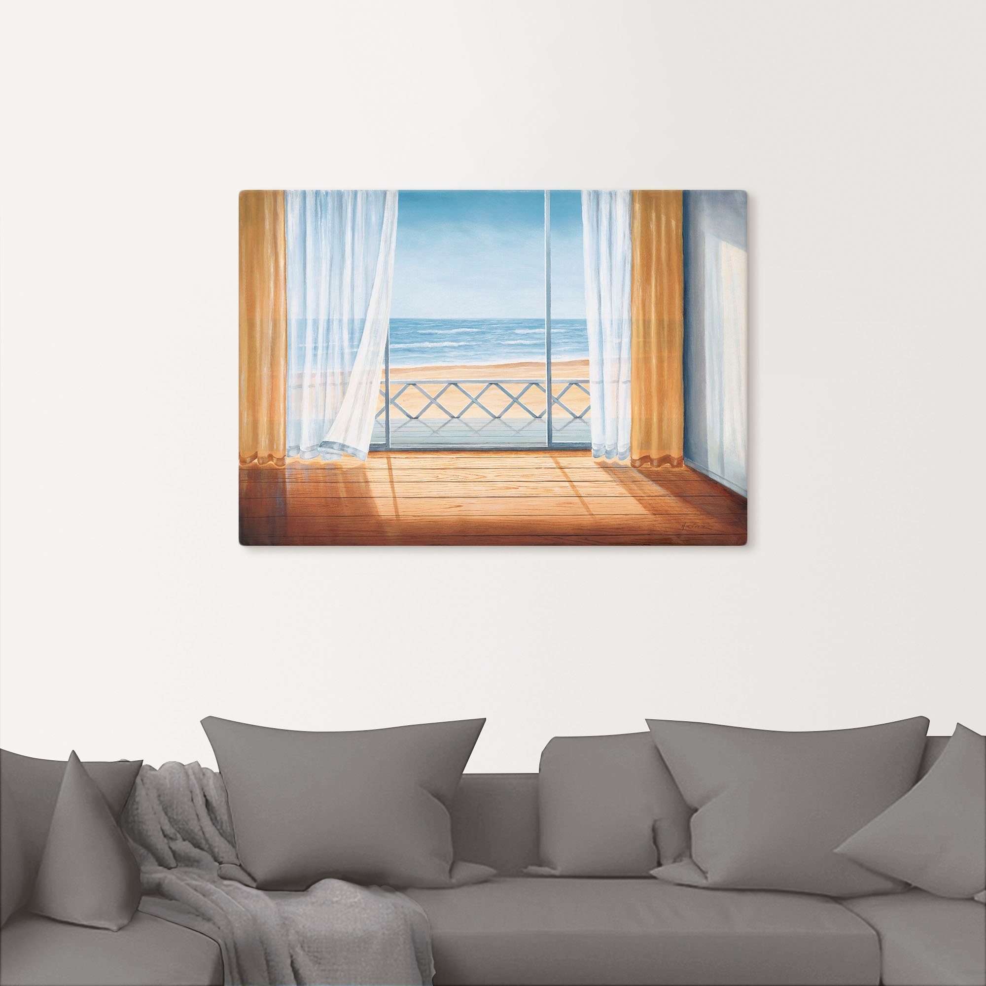 Artland Artprint Terras met zeezicht als artprint van aluminium, artprint voor buiten, artprint op linnen in verschillende maten