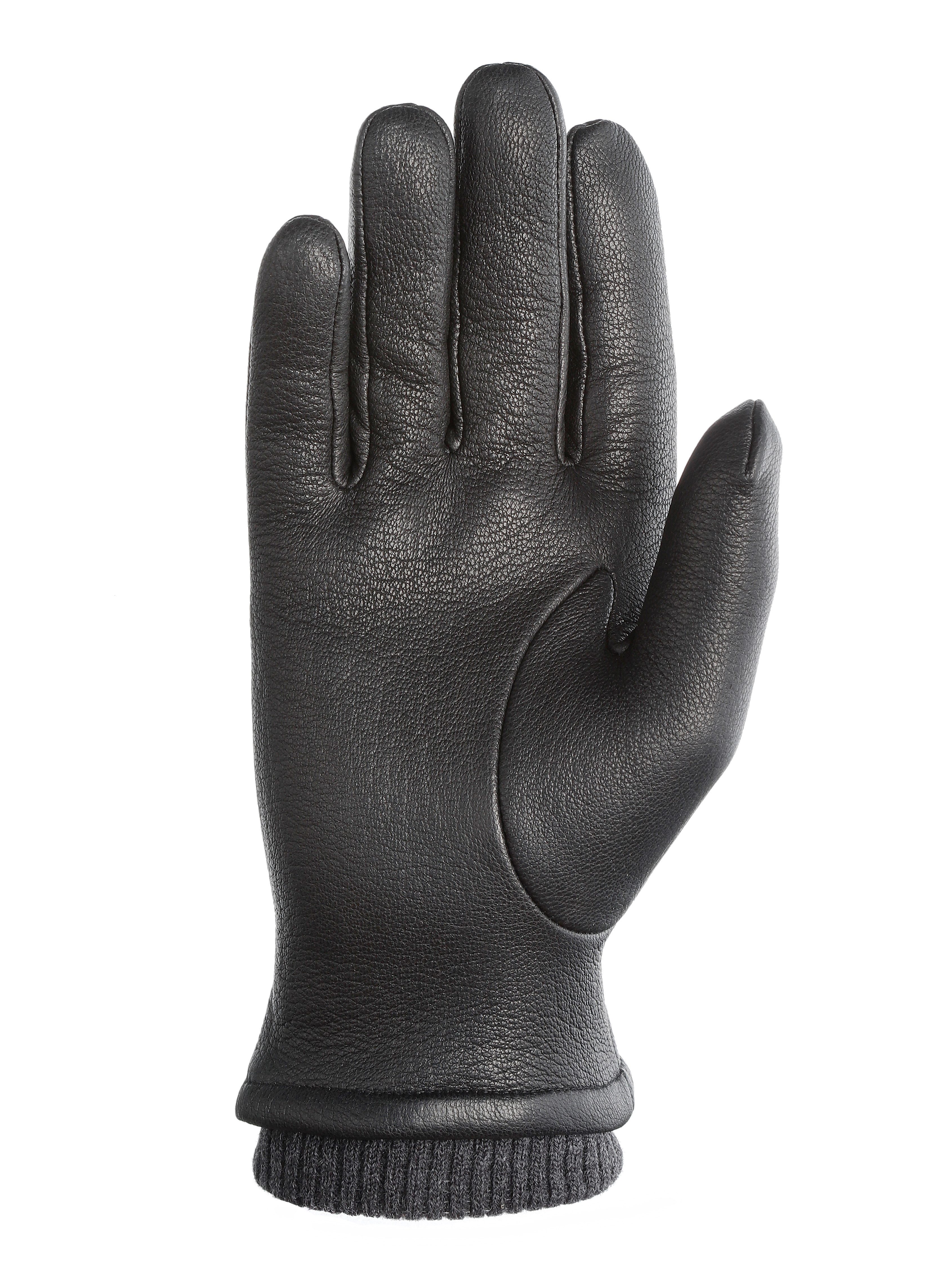PEARLWOOD Leren handschoenen SOHO Gebreide manchetten, temperatuurregulerend, gevoerd (1 paar)