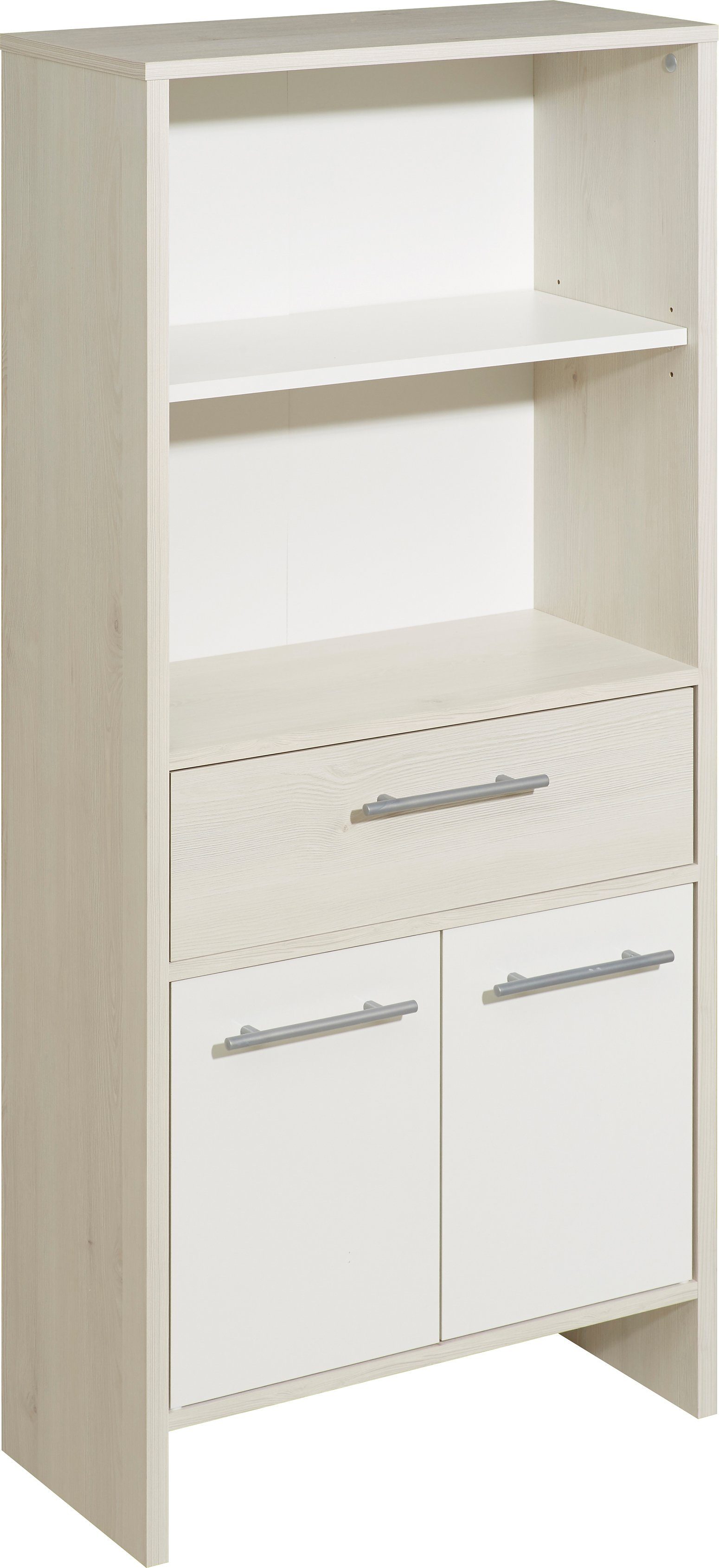 Saphir Halfhoge kast Quickset 350 Badkamermeubel 62 cm breed, 2 deuren, 1 lade, 2 vakken Badkamer midikast, licht dennenhout Ida, handgrepen in