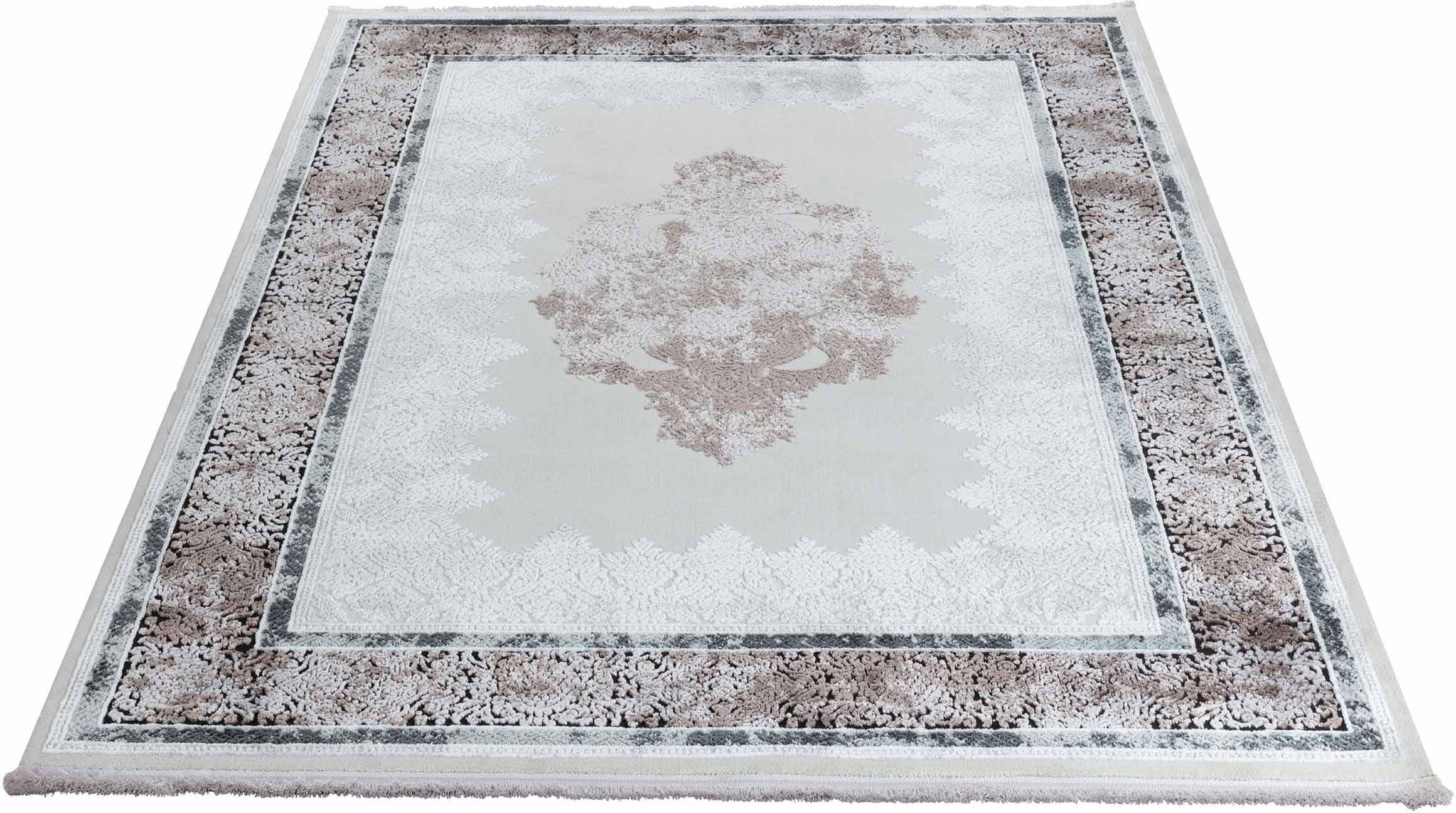Sehrazat Vloerkleed Glory 240 Woonkamer, korte pool, reliëfstructuur moderne vloerkleden maat 120 cm x 170 cm x 10 mm bruin