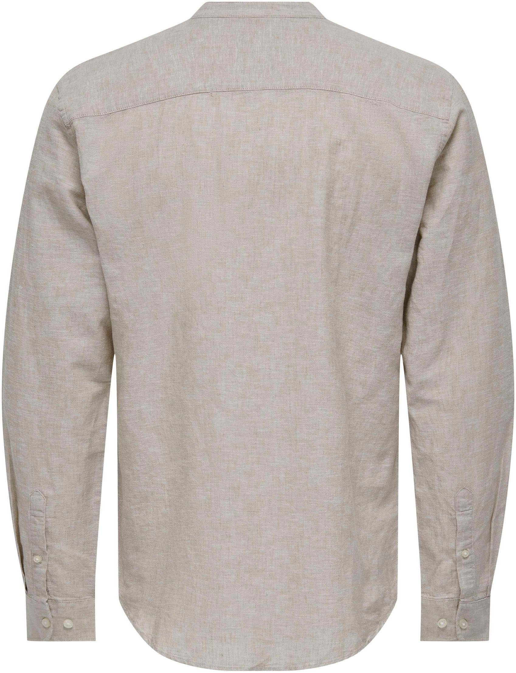 ONLY & SONS Overhemd met lange mouwen ONSCAIDEN LS HALFPLACKT LINEN SHIRT