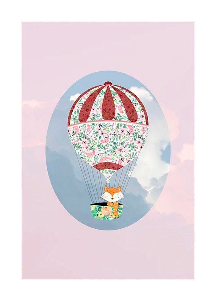Komar Poster Happy Balloon roos Hoogte: 50 cm