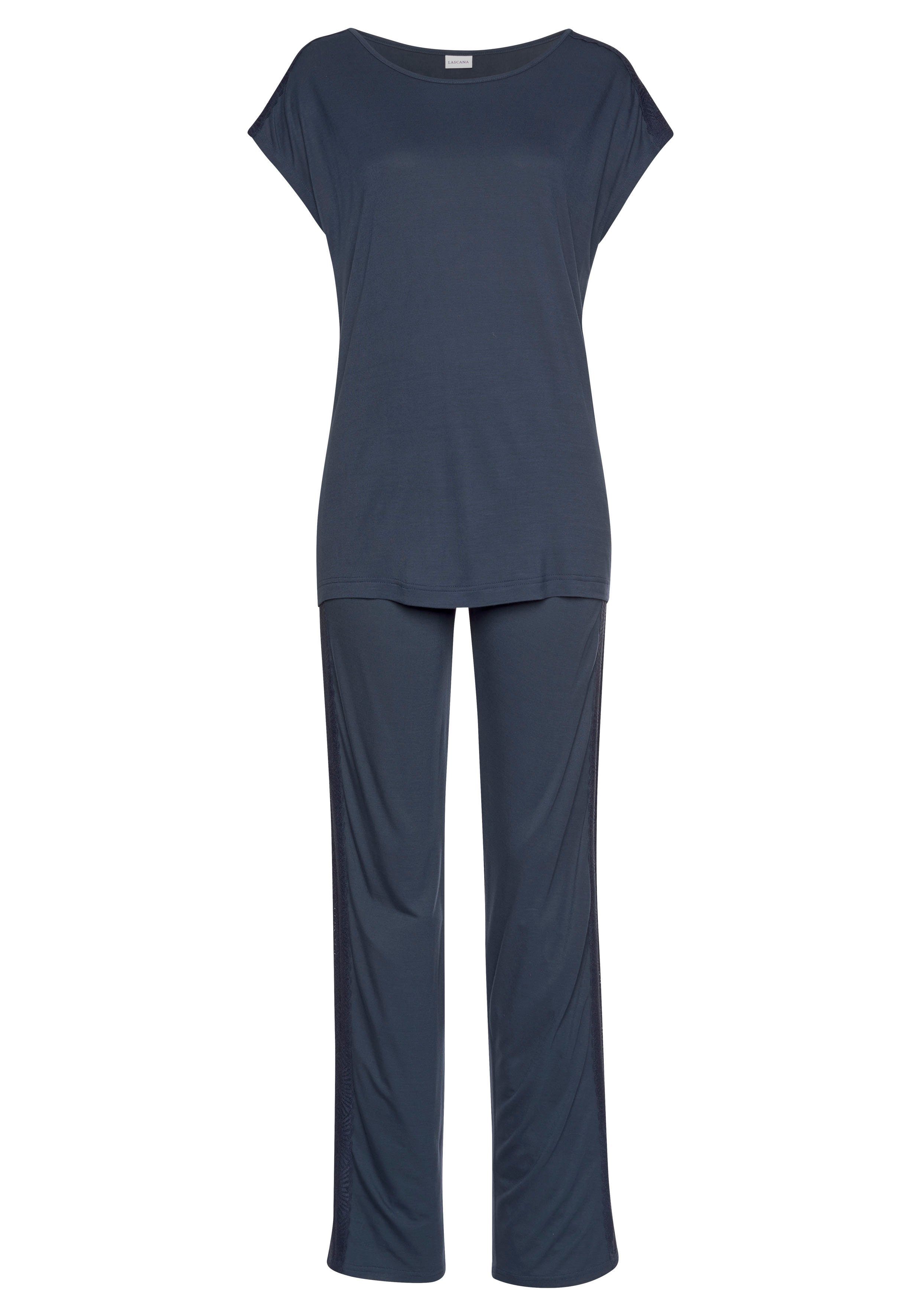 Lascana Pyjama met opgestikte kanten details (2-delig, 1 stuk)