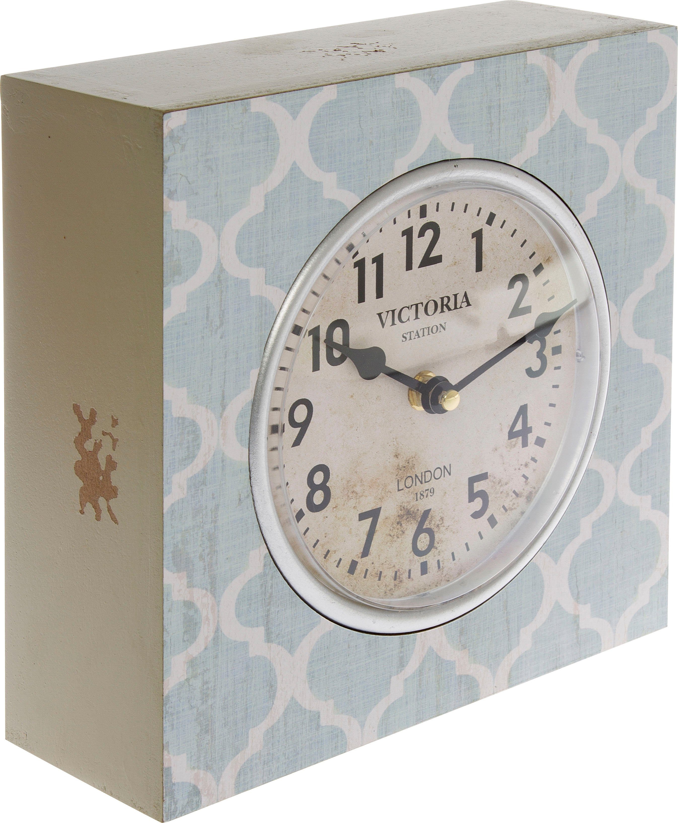 Myflair Möbel & Accessoires Wandklok - Lichtblauw- lichtblauw, staande klok, hoekig, shabby look, ideaal in de woonkamer (1-delig)