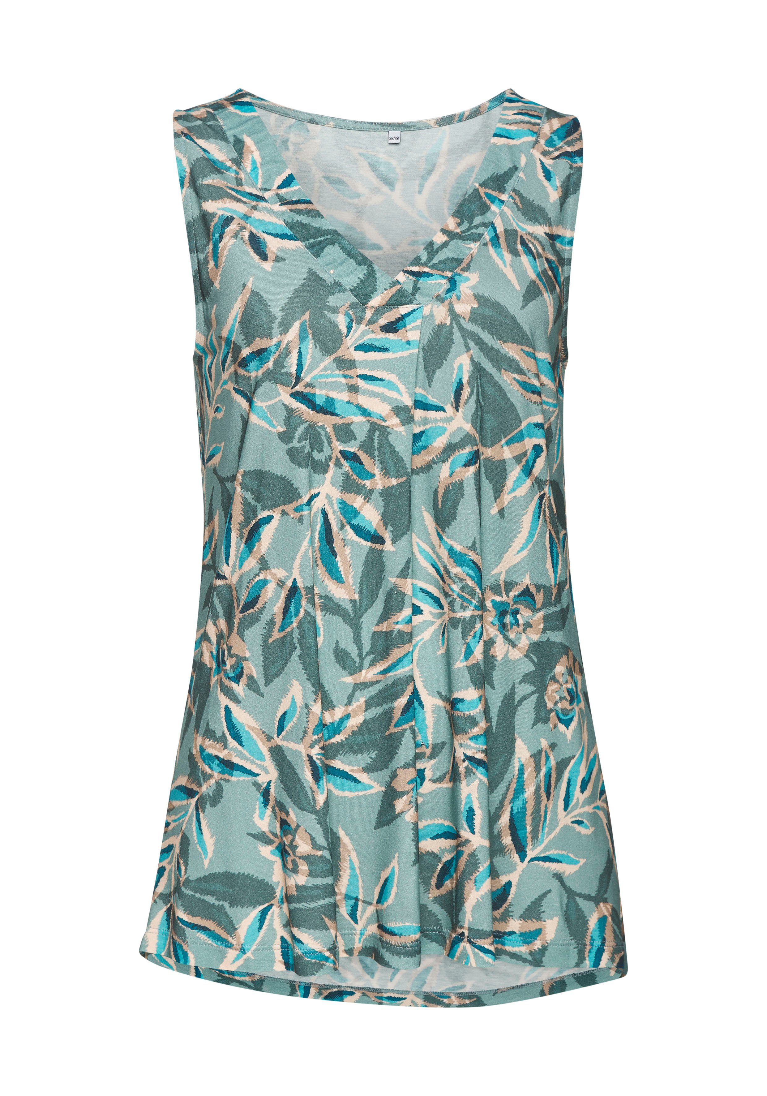 Vivance Tanktop met all-over print, zomers jerseytop met v-hals