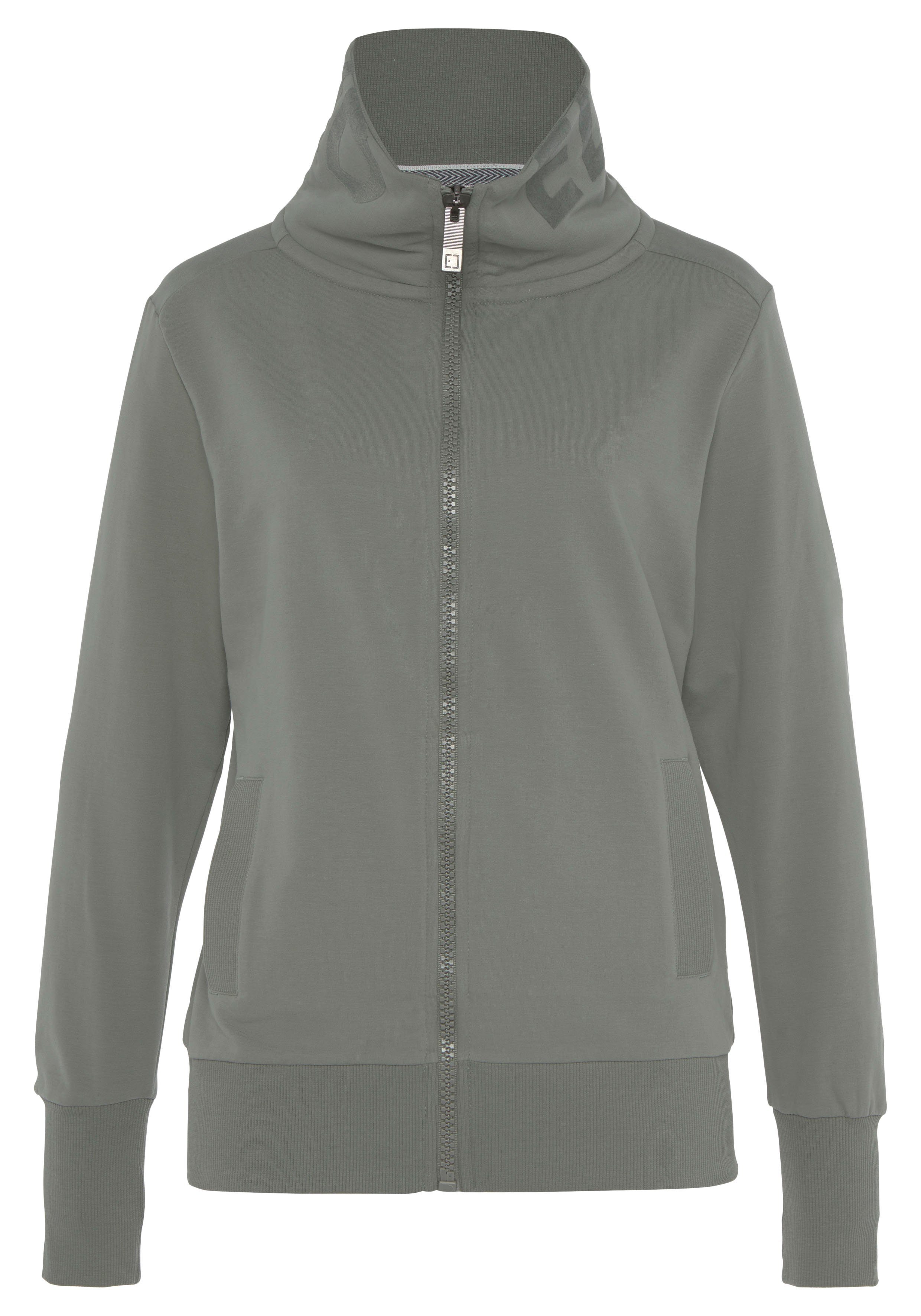 Elbsand Sweatvest Alvis met logoprint op de kraag, comfortabele vrijetijdjack