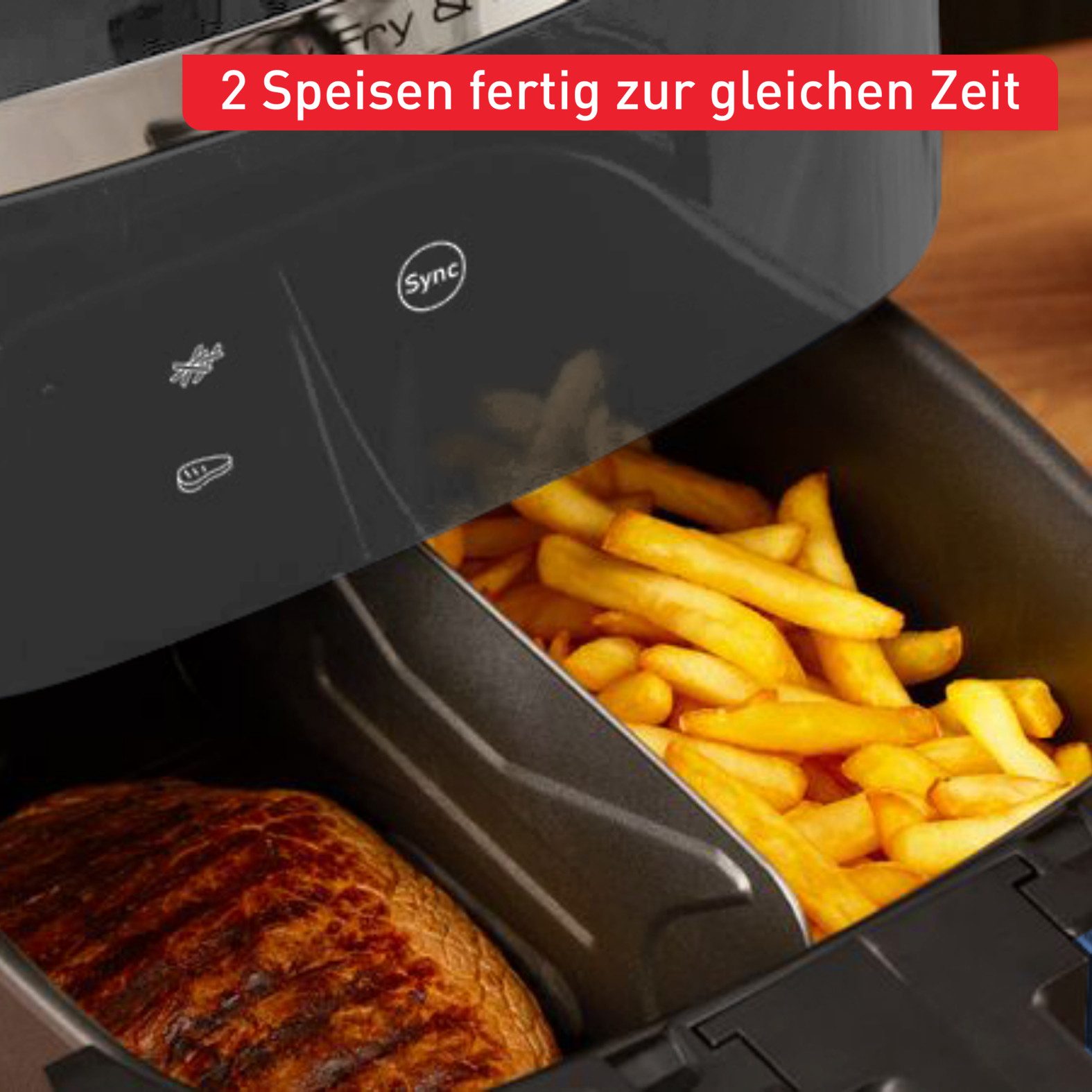Tefal Airfryer EY8018 Easy Fry & grill XXL, 2-in-1 2 aparte zones, 6,5 l xxl-inhoud, ey8018