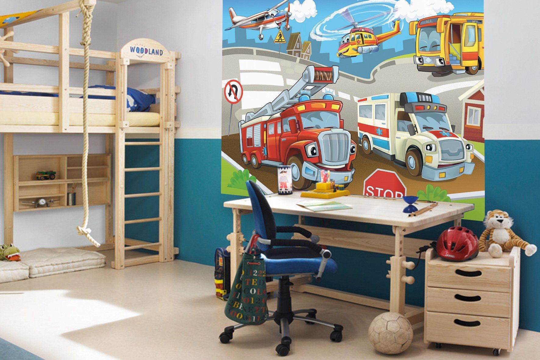 Papermoon Fotobehang Kids Cars Vlies, 5 banen, 250 x 180 cm (5-delig)
