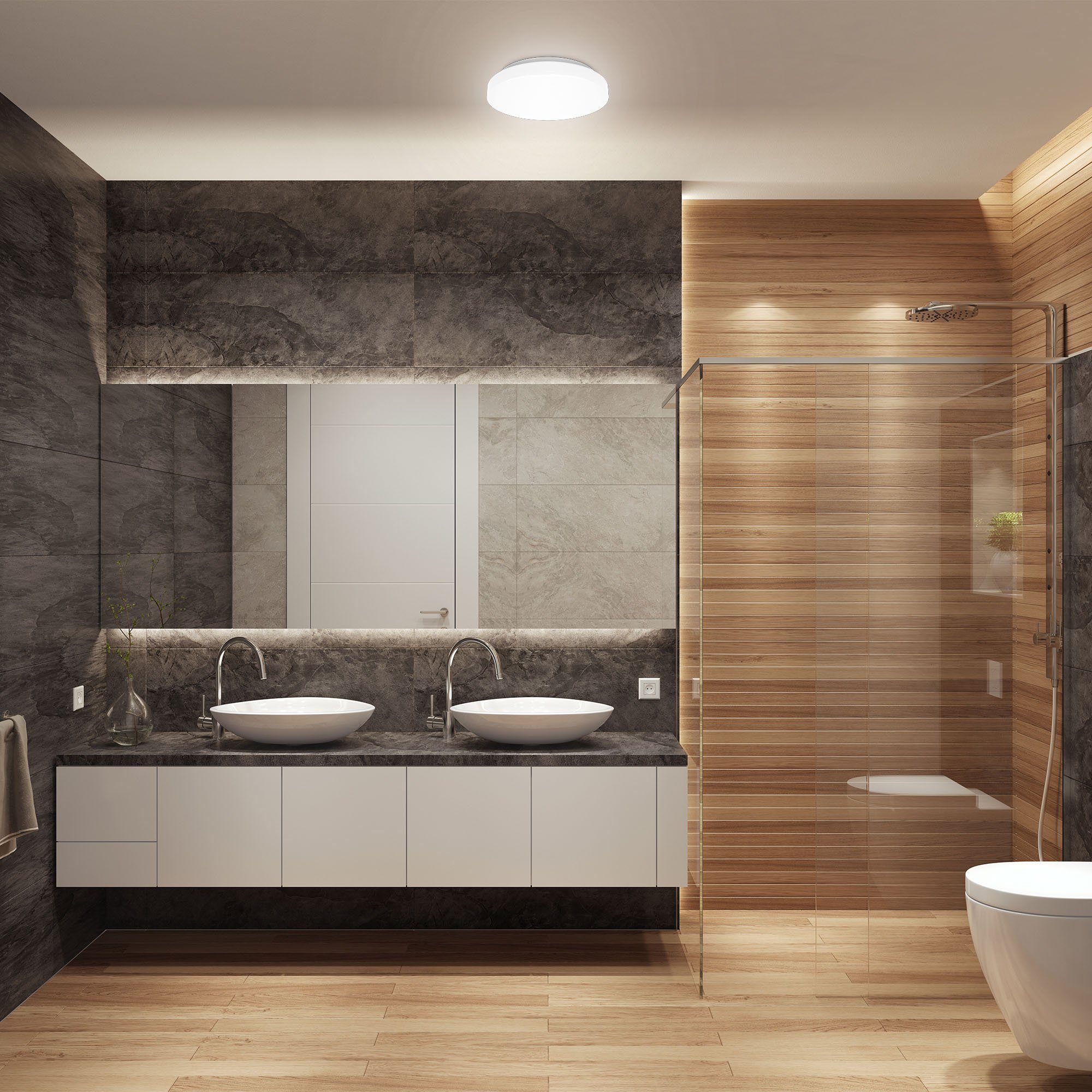 B.K.Licht Led-plafondlamp BK_DB1295 LED badkamer plafondlamp, IP44, 10W, 4.000K neutraal wit licht (1 stuk)