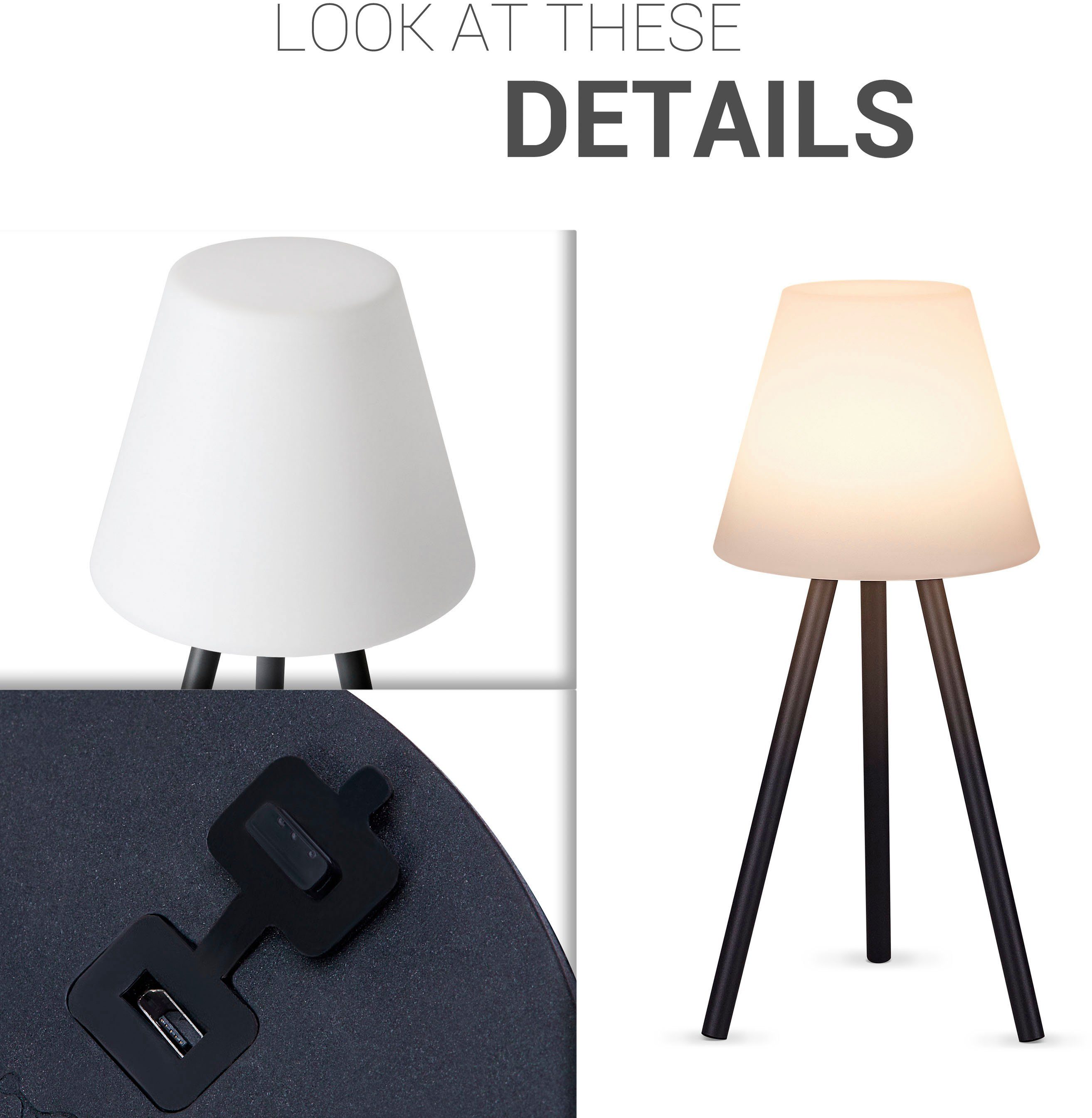 Paco Home Tafellamp ROBIN Driepotige buiten balkon voor buiten LED lamp retro Scandi