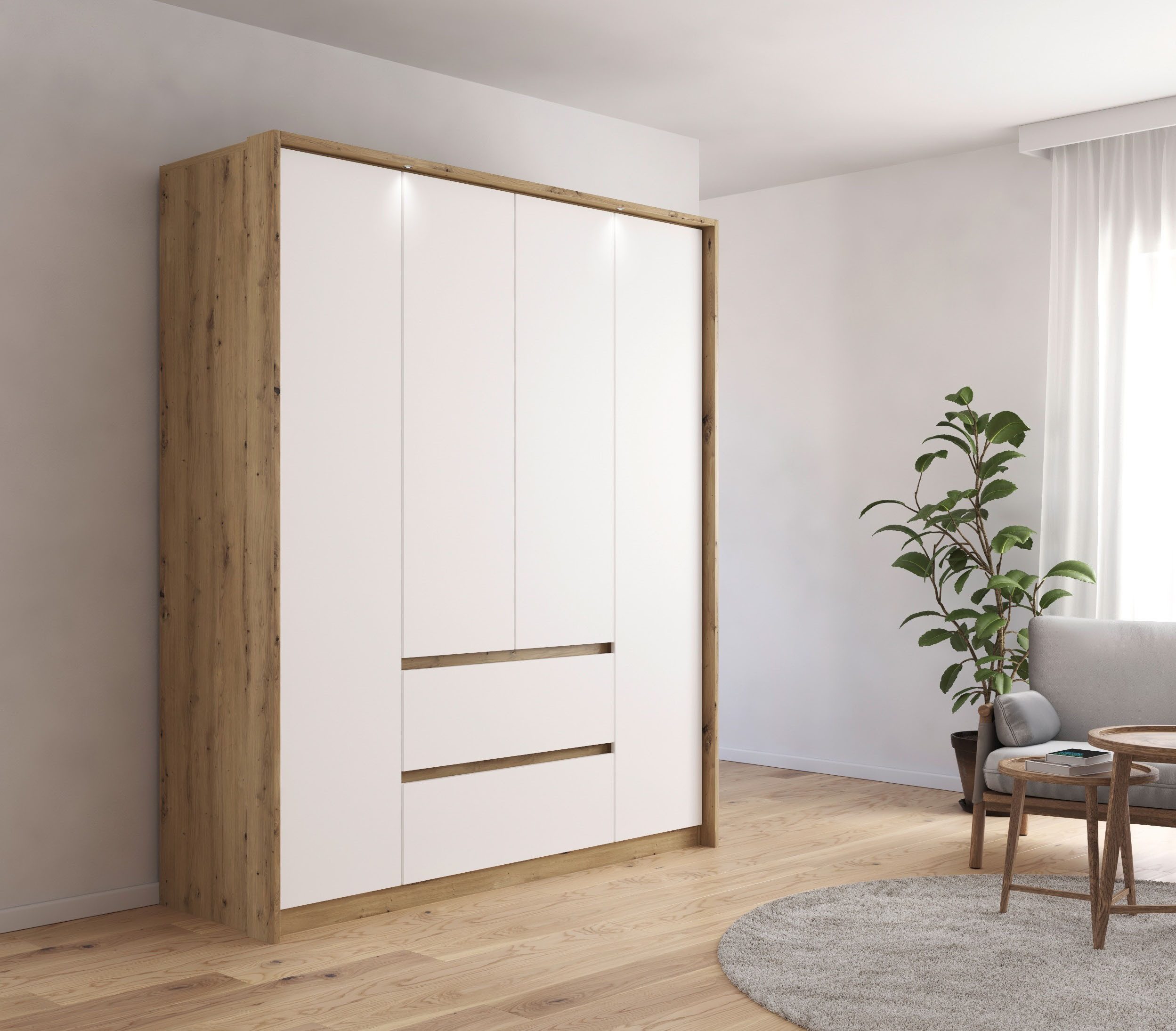 rauch Draaideurkast Mainz met passe-partout optioneel met verlichting, buitendeuren met push-to-openfunctie