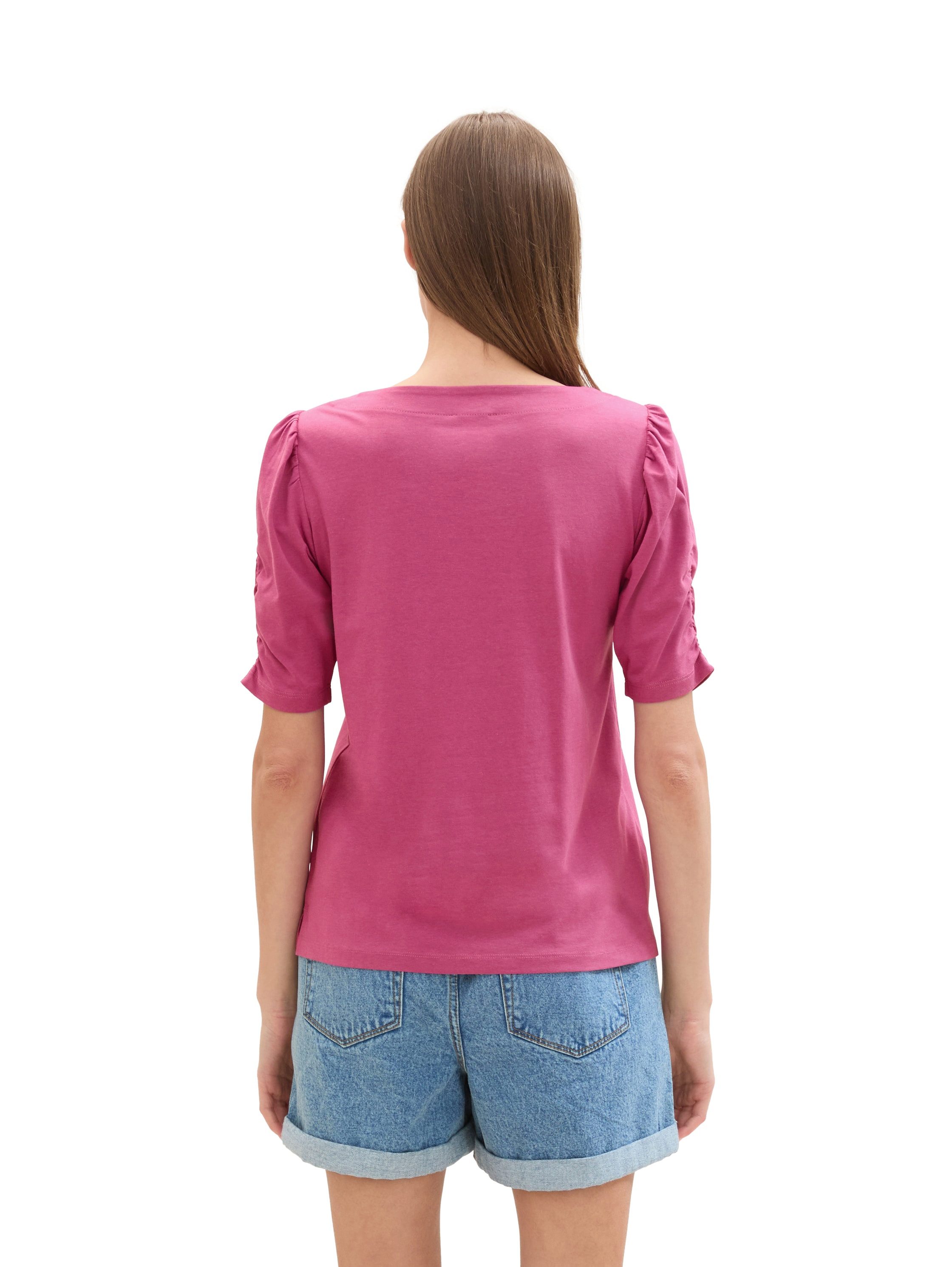 Tom Tailor T-shirt met rimpeling aan de mouwen