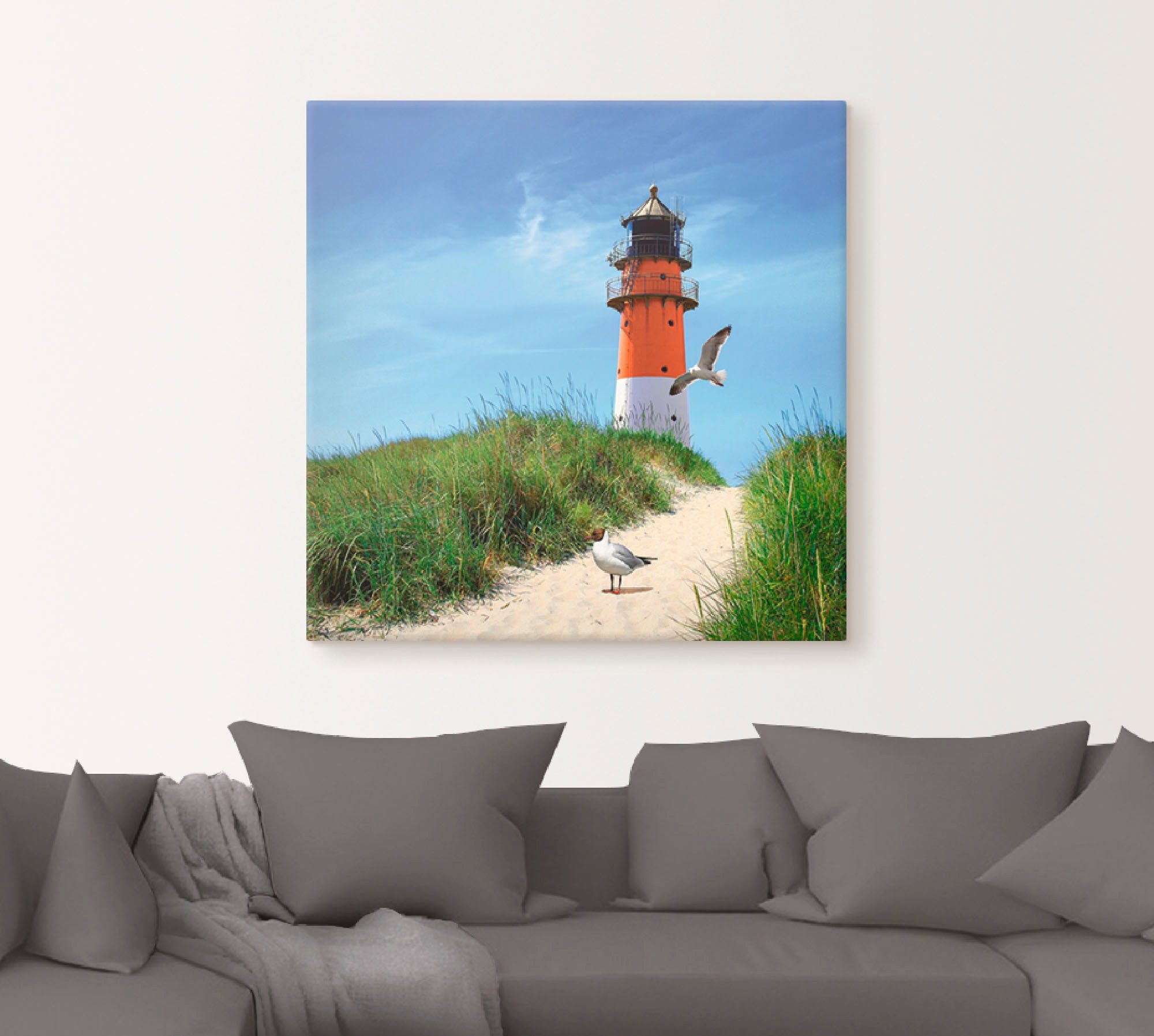 Artland Artprint Bij de vuurtoren als artprint op linnen, muursticker in verschillende maten