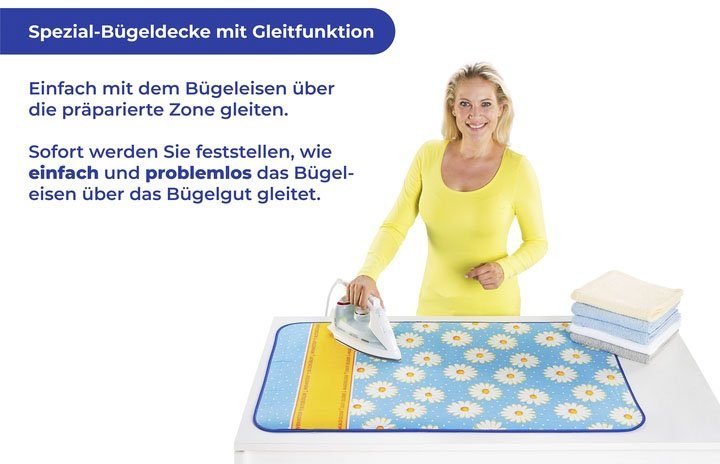 Maximex Strijkplankhoes Model Margie Strijkdeken, strijkondergrond voor de tafel, 100 x 65 cm, blitzstrijkzone
