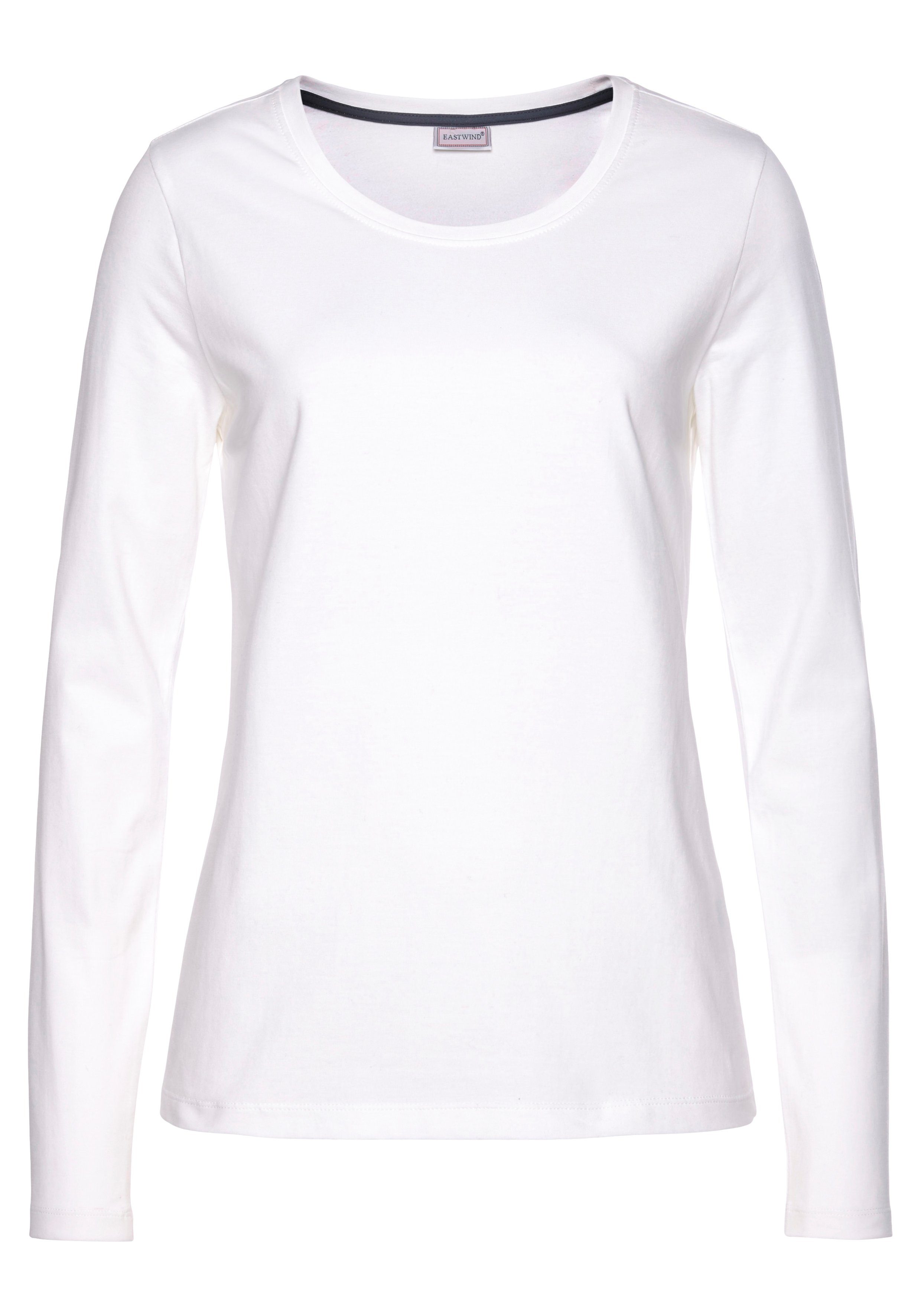 Eastwind Shirt met lange mouwen Lange mouw, in basic-stijl, ronde halslijn, van katoen (Set van 3)