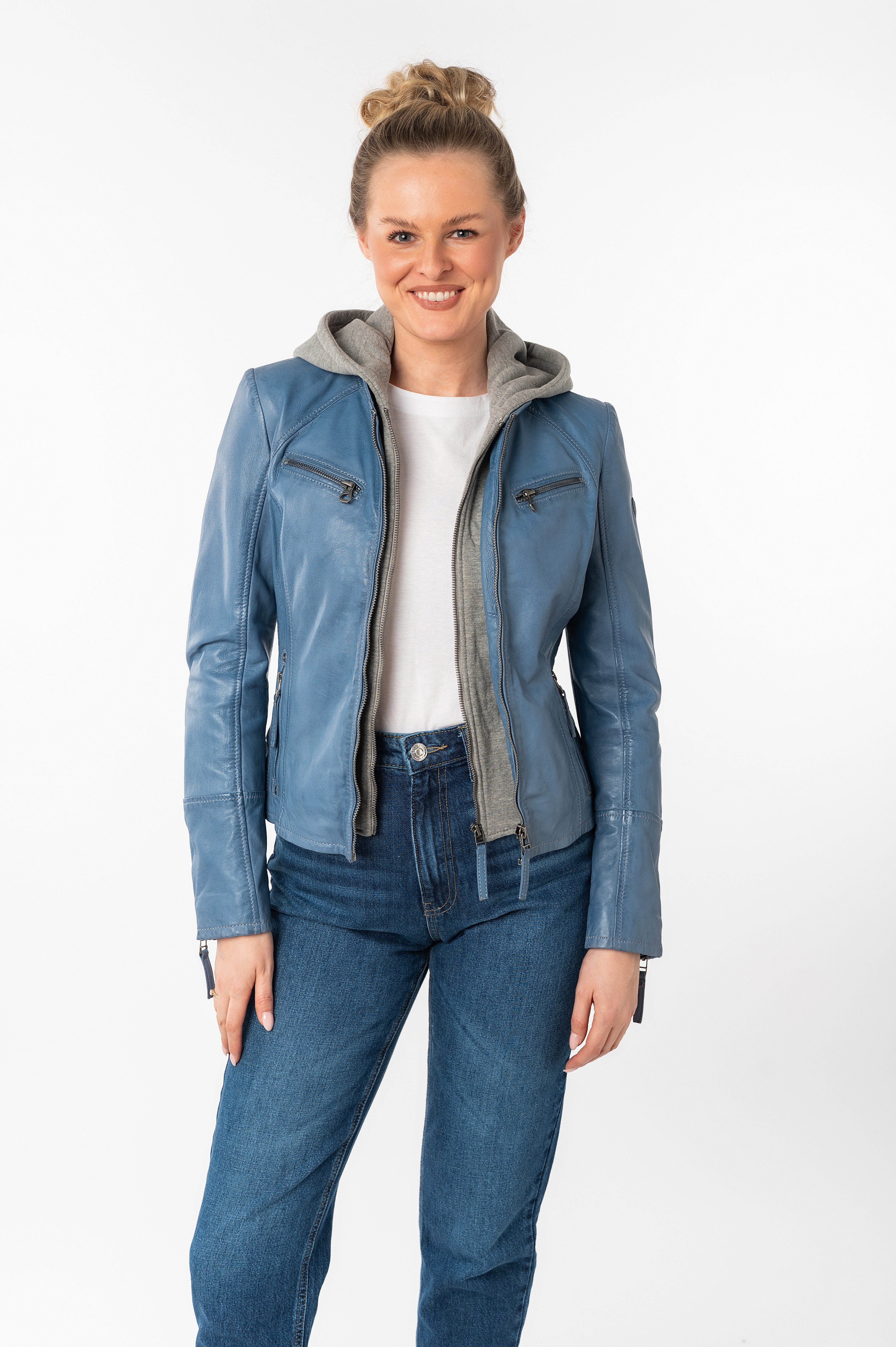 Mauritius Leren jack NOLA Two-in-one stijl - met een afneembare jerseycapuchon