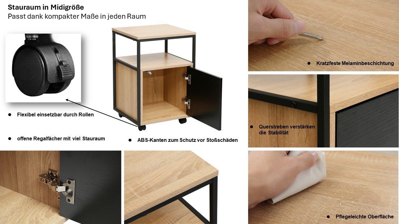 INOSIGN Kastje op wieltjes Korpo Metalen frame, push-to-open, vergrendelbare wielen, breedte 40 cm