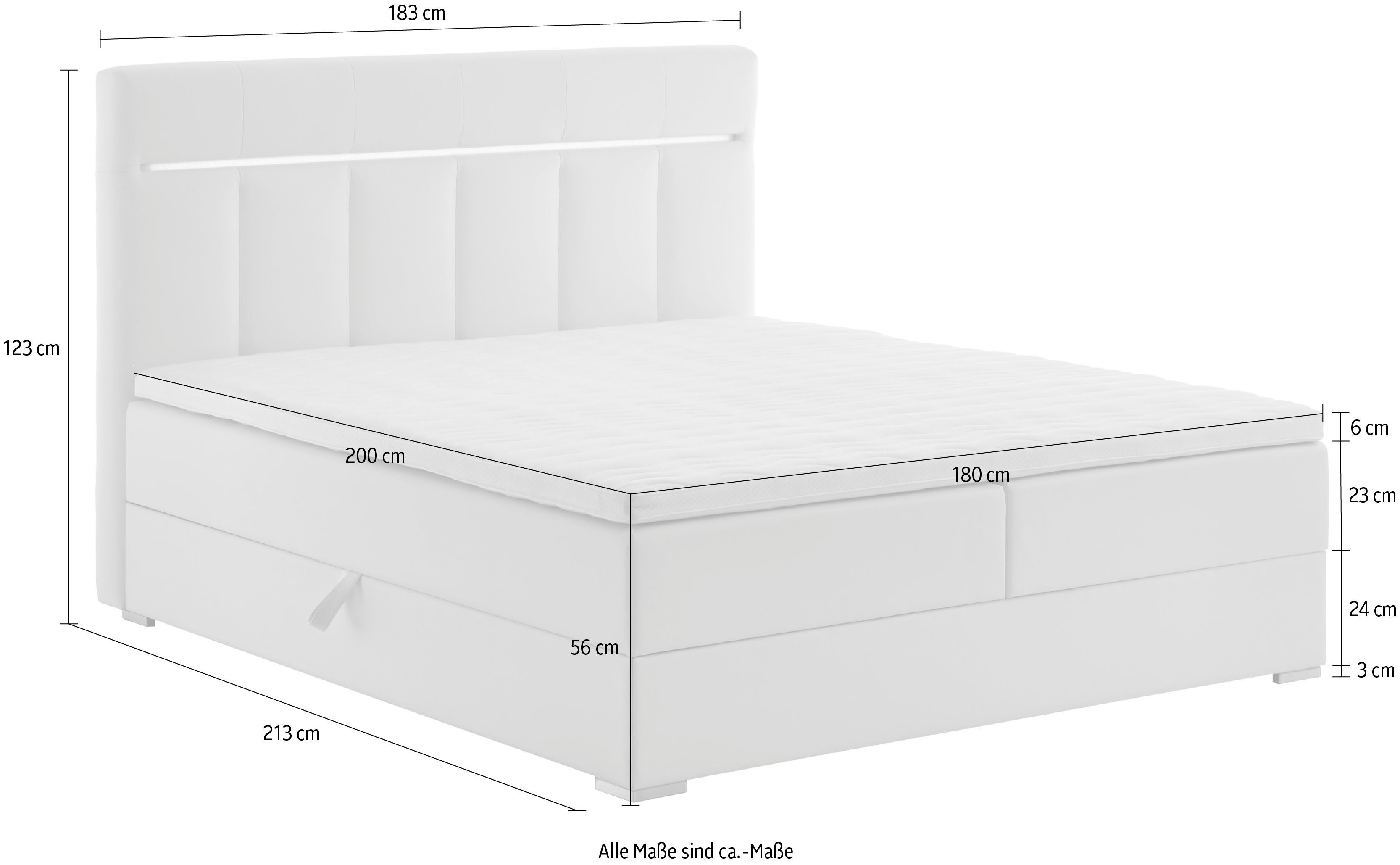ATLANTIC home collection Boxspring TESSA met ledverlichting en bedkist