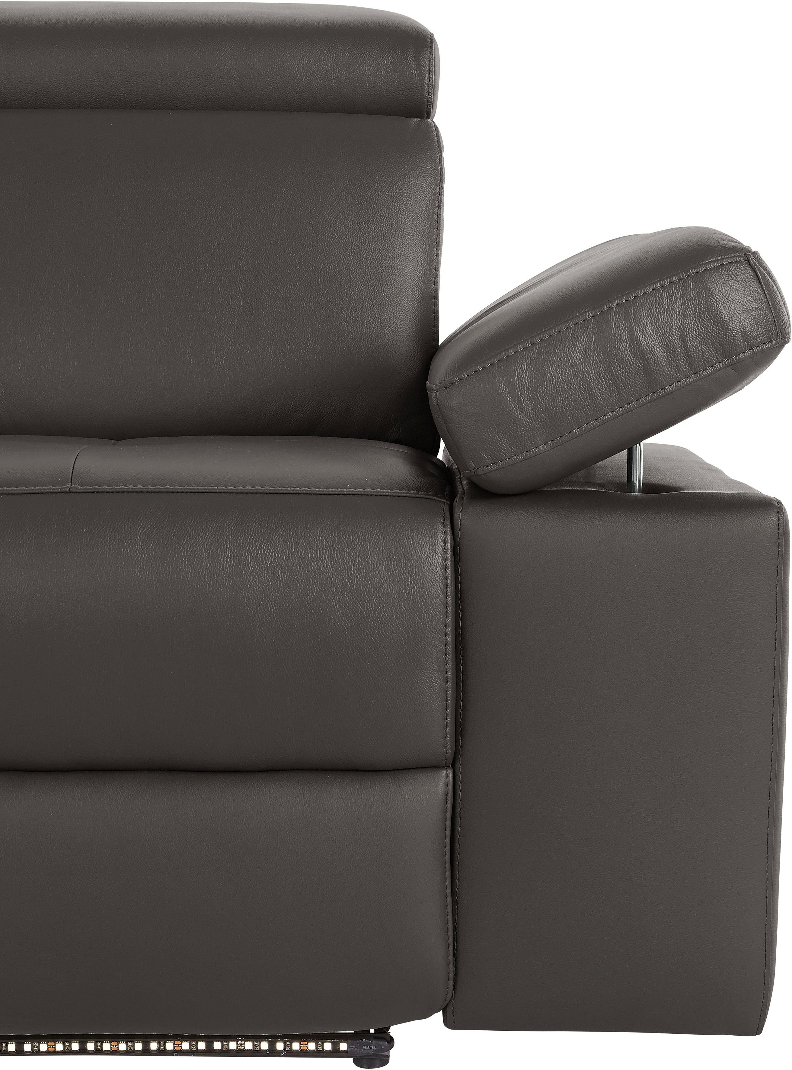 Places of Style 3-zitsbank Kilado met 2x relaxfunctie, verstelbare armleuning, verstelbare hoofdsteun